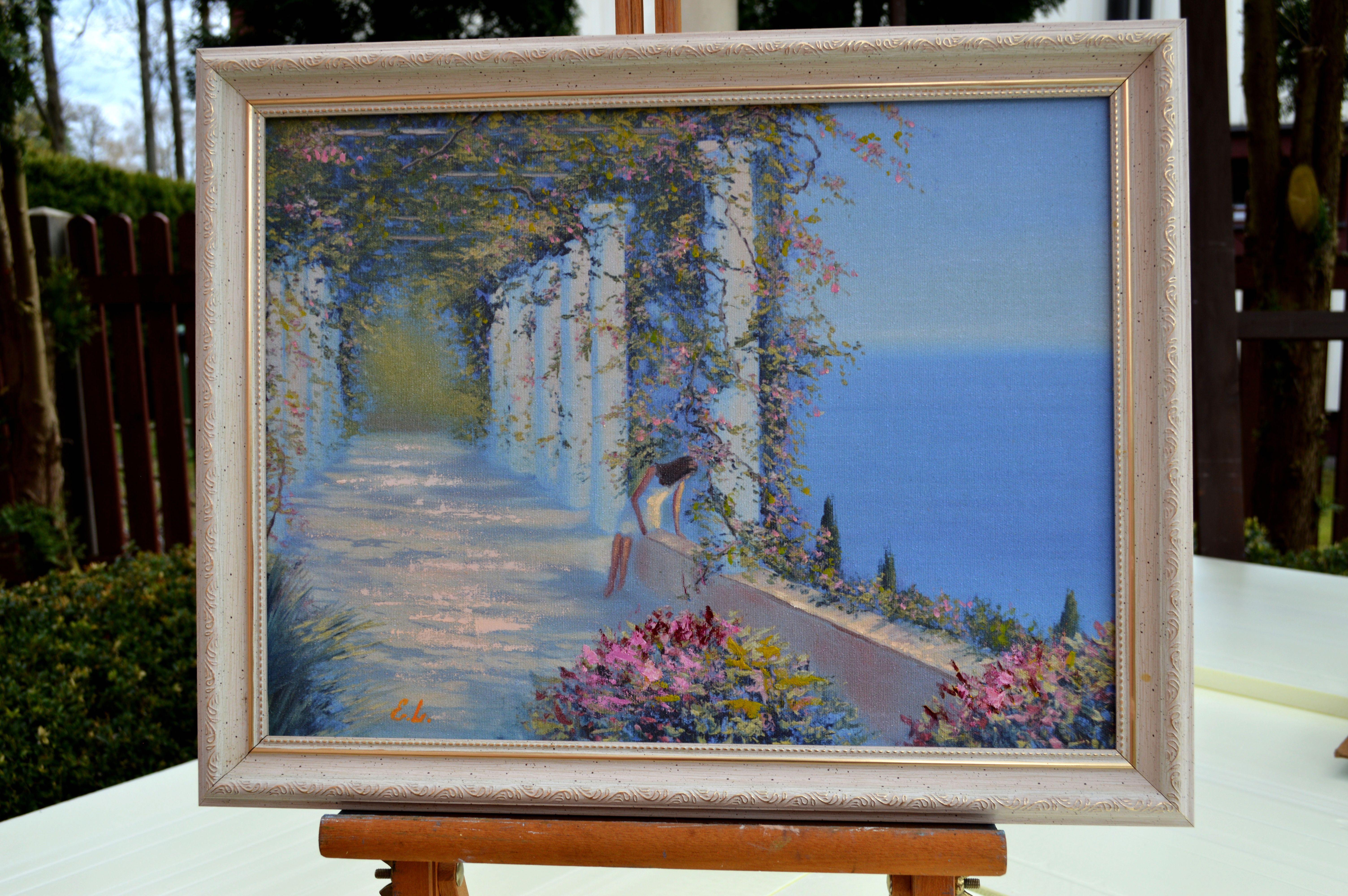 Terrazza soleggiata - Painting Espressionista di Elena Lukina
