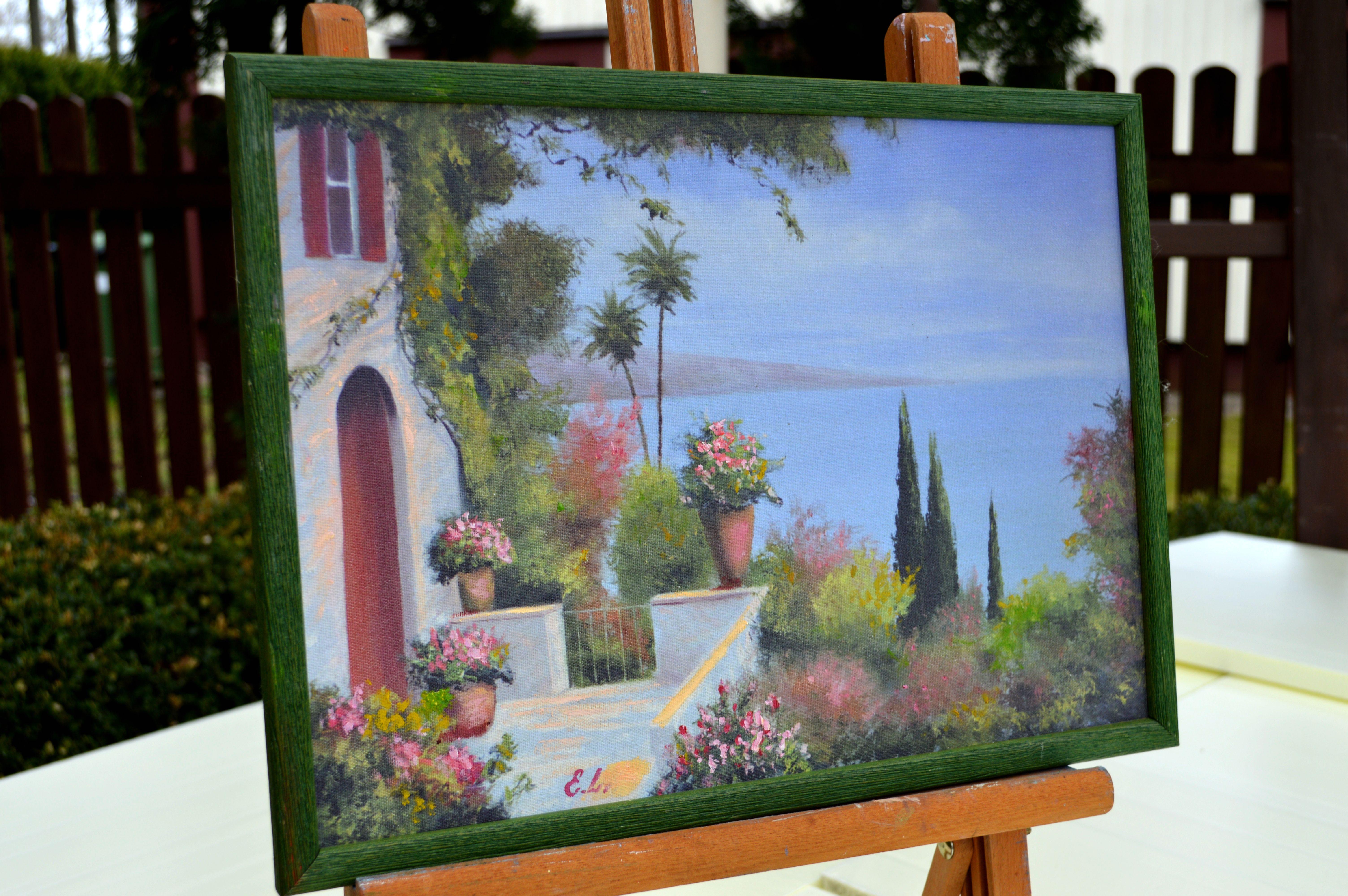 Terrasse ensoleillée - Expressionniste Painting par Elena Lukina