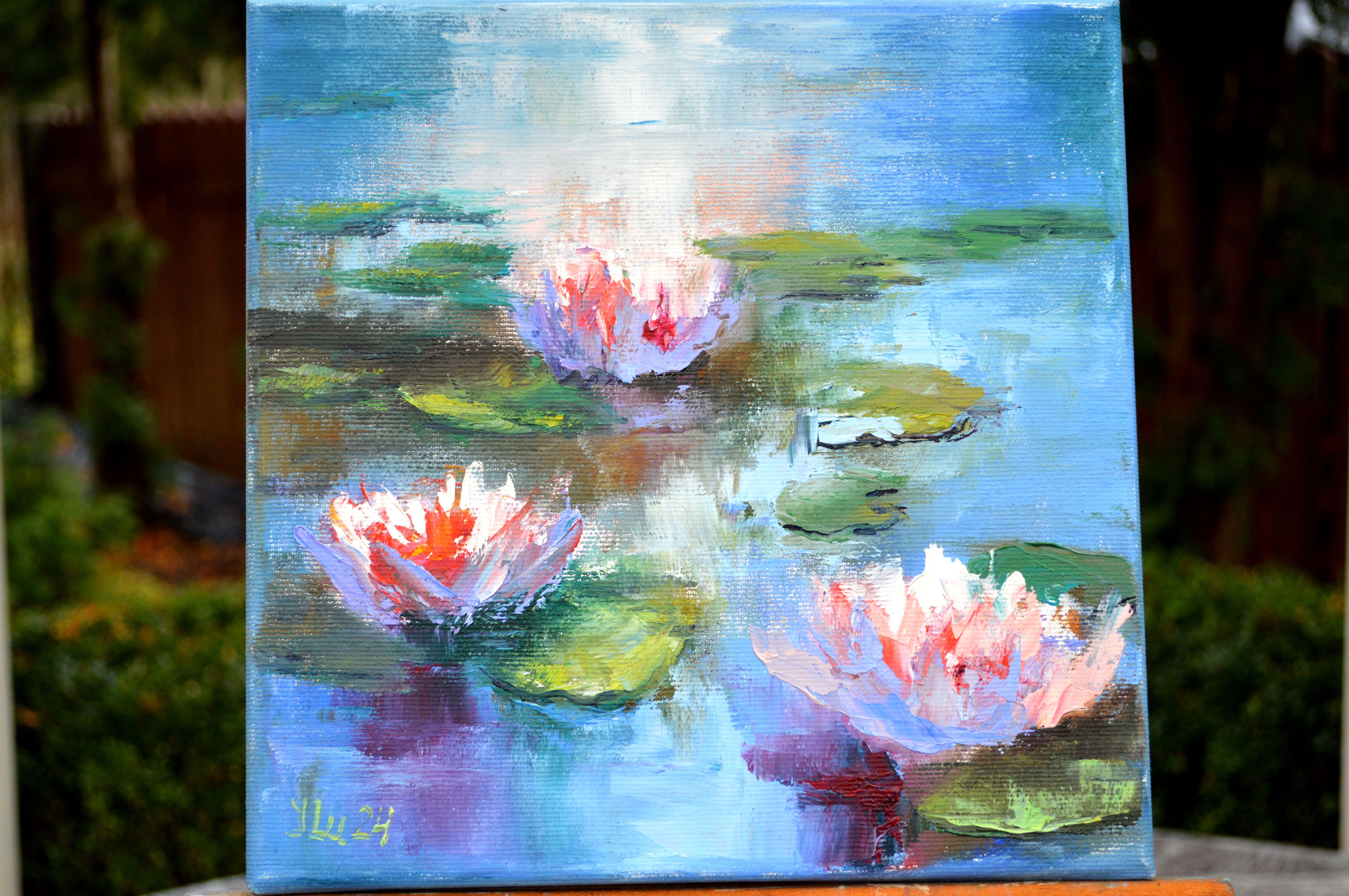Sunny water lilies - Painting by Elena Lukina