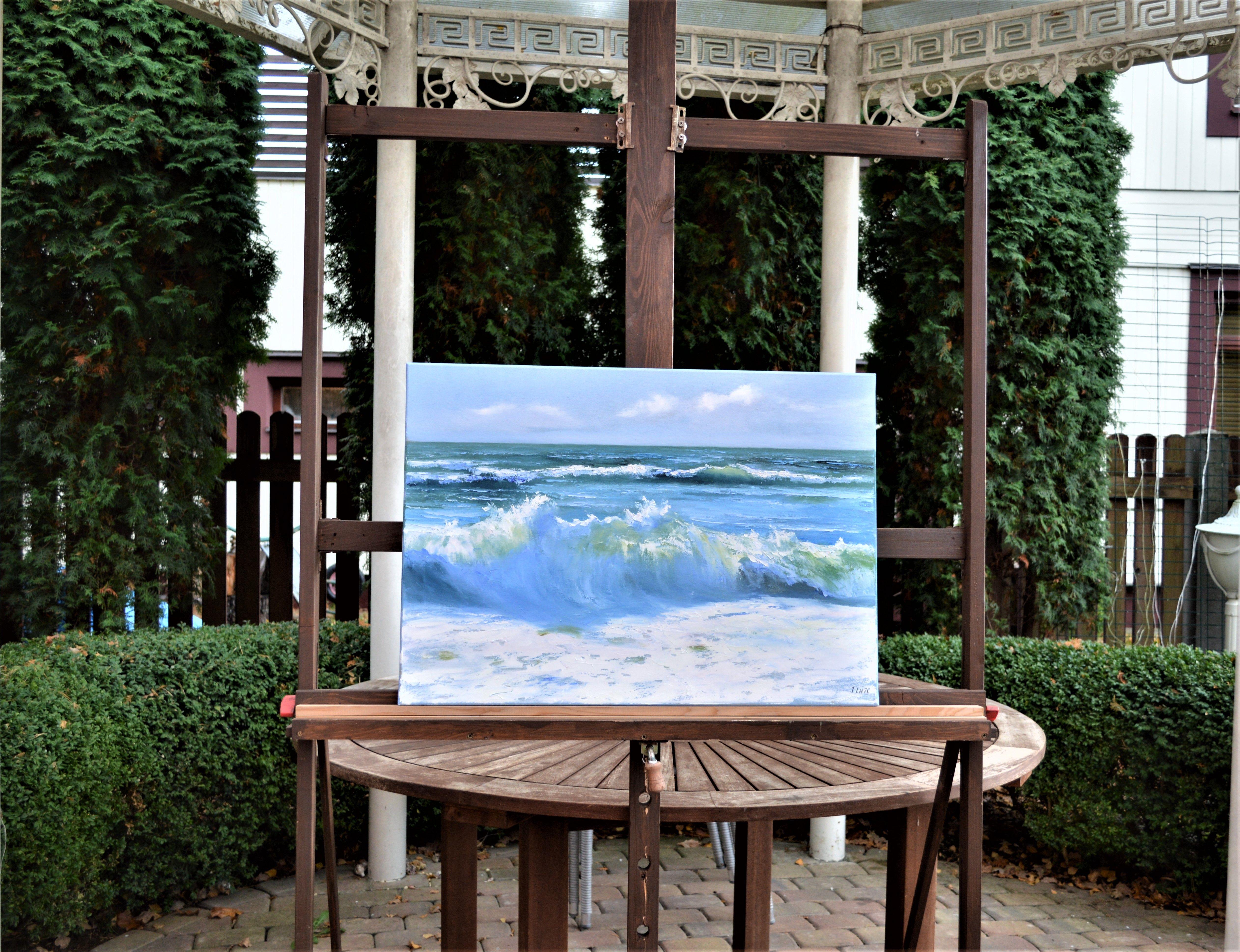 Waves dorées 50X70 - Painting de Elena Lukina
