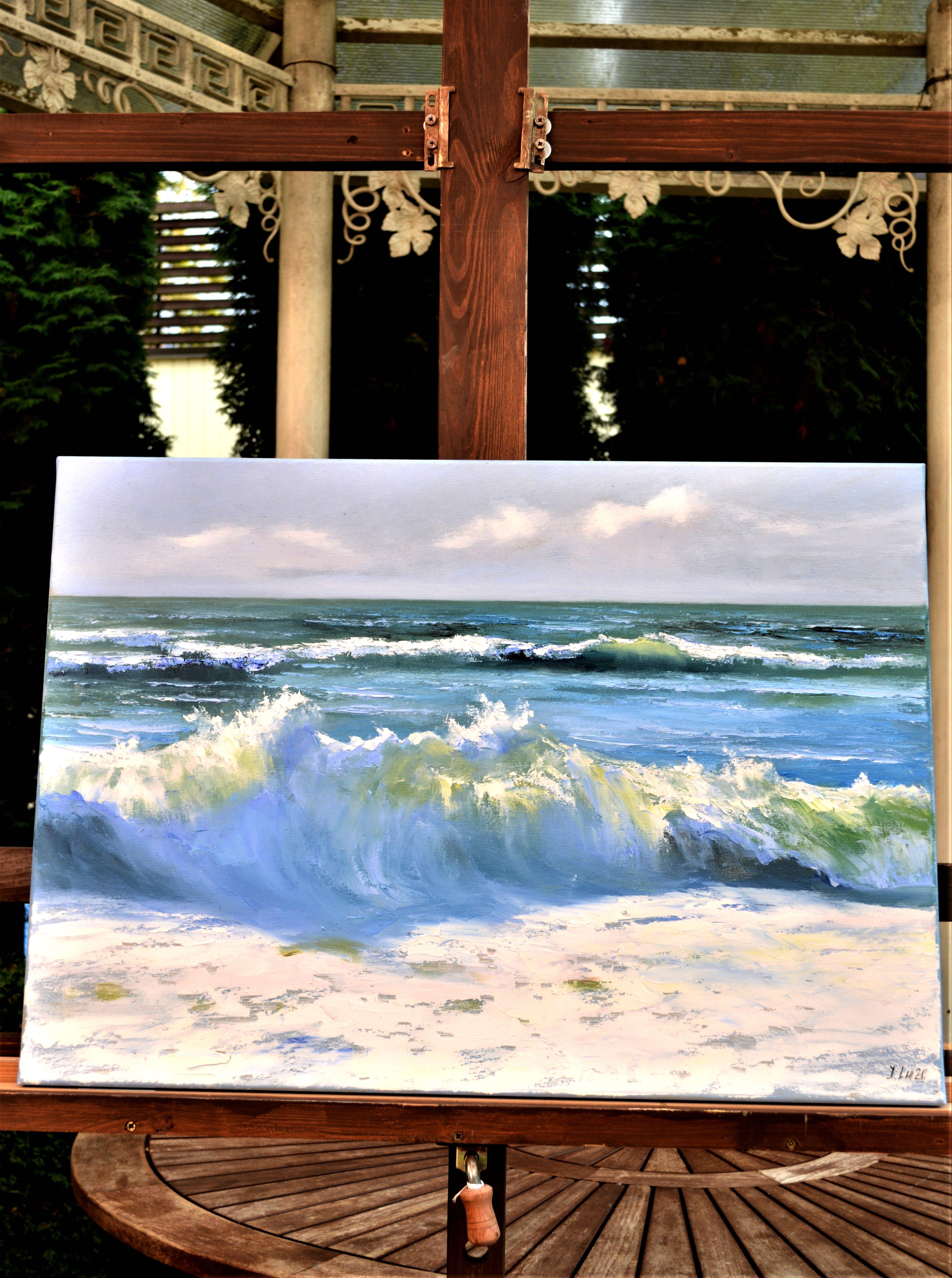 En créant cette peinture à l'huile, j'ai mis toute mon âme dans la beauté tumultueuse de la mer. En utilisant des traits expressionnistes et un œil réaliste, j'ai capturé la danse brute des vagues - une symphonie de puissance et de grâce. Cette