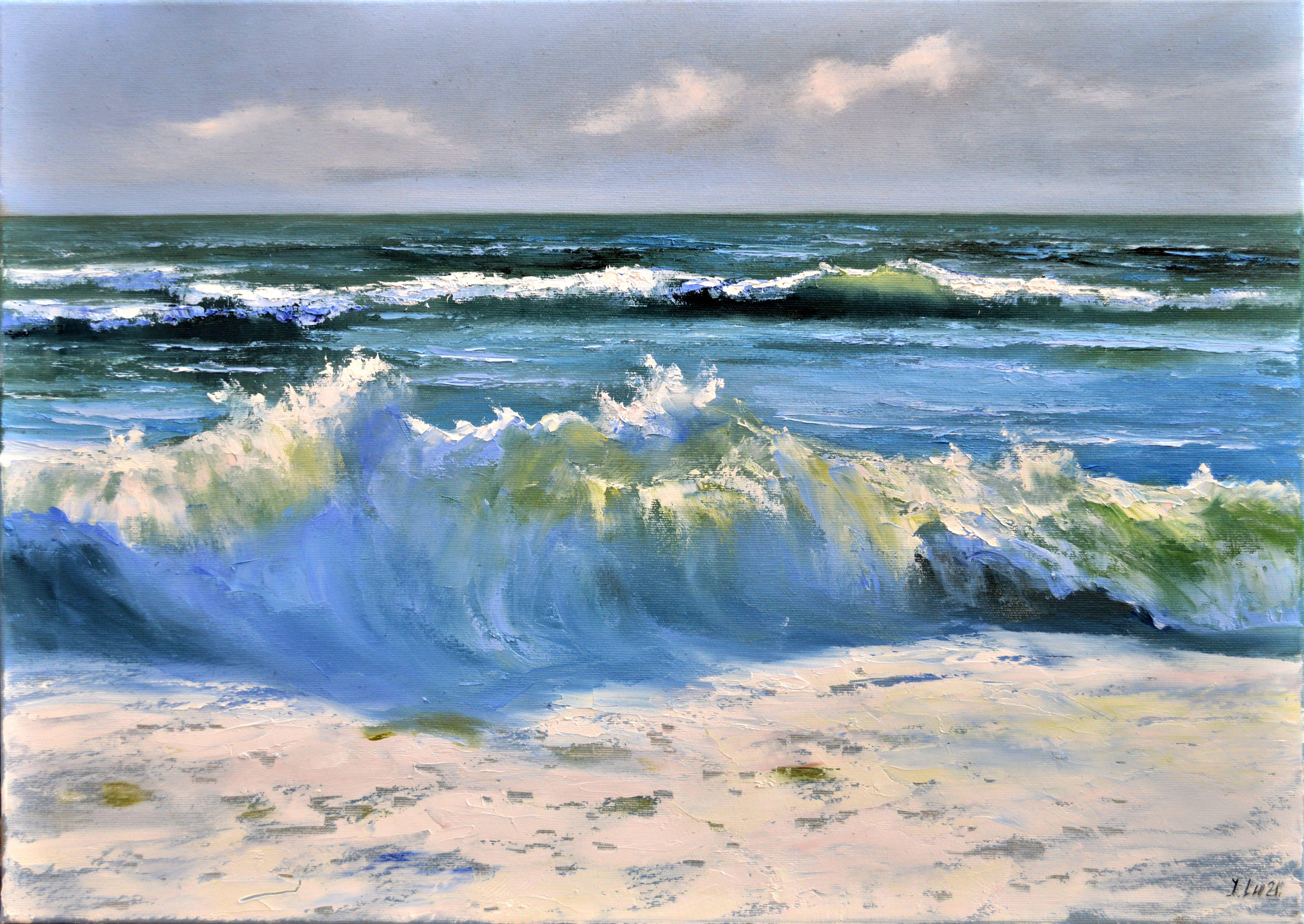 Landscape Painting Elena Lukina - Waves dorées 50X70