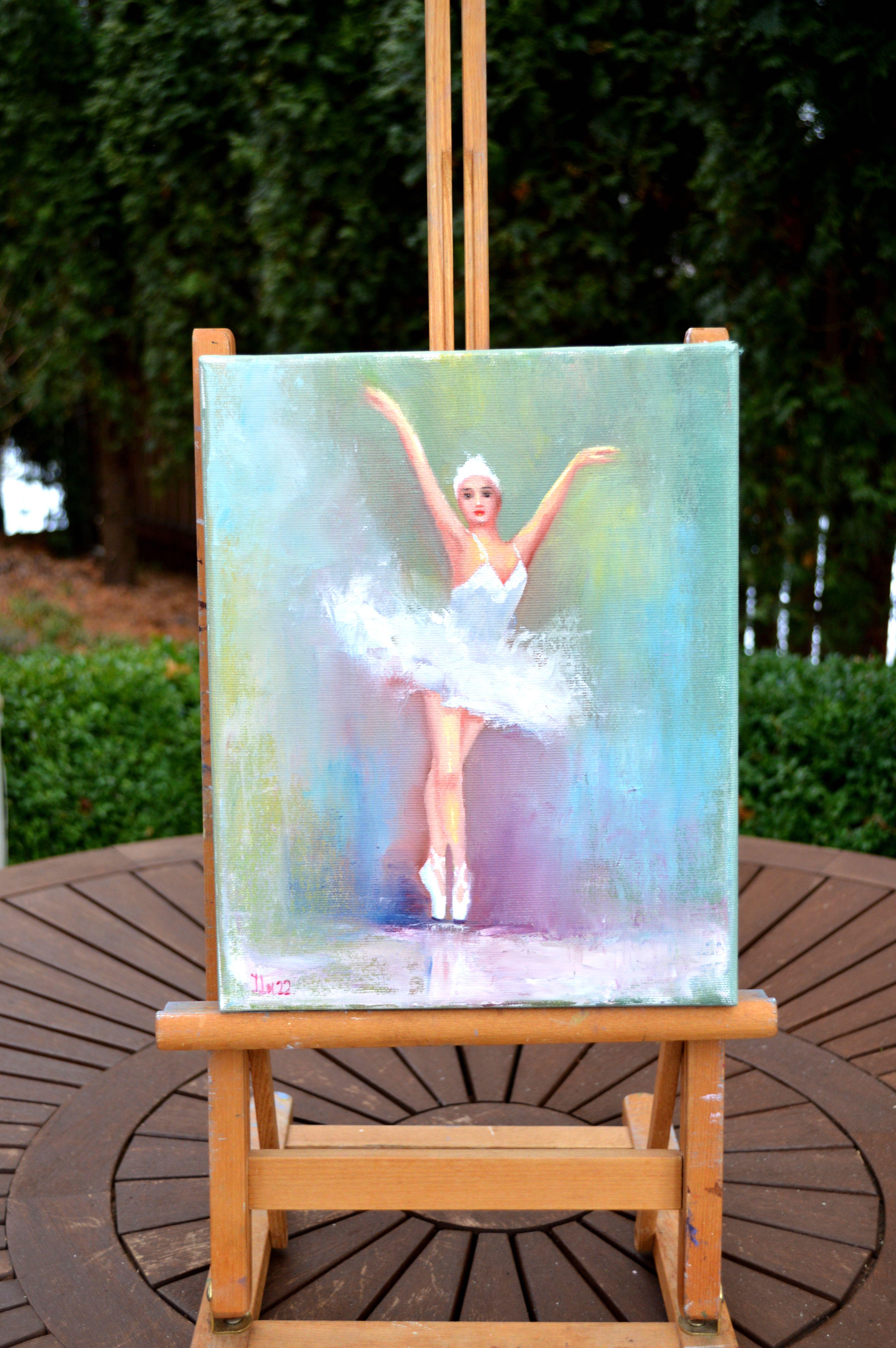 Cigno - Figurative Painting Grigio di Elena Lukina