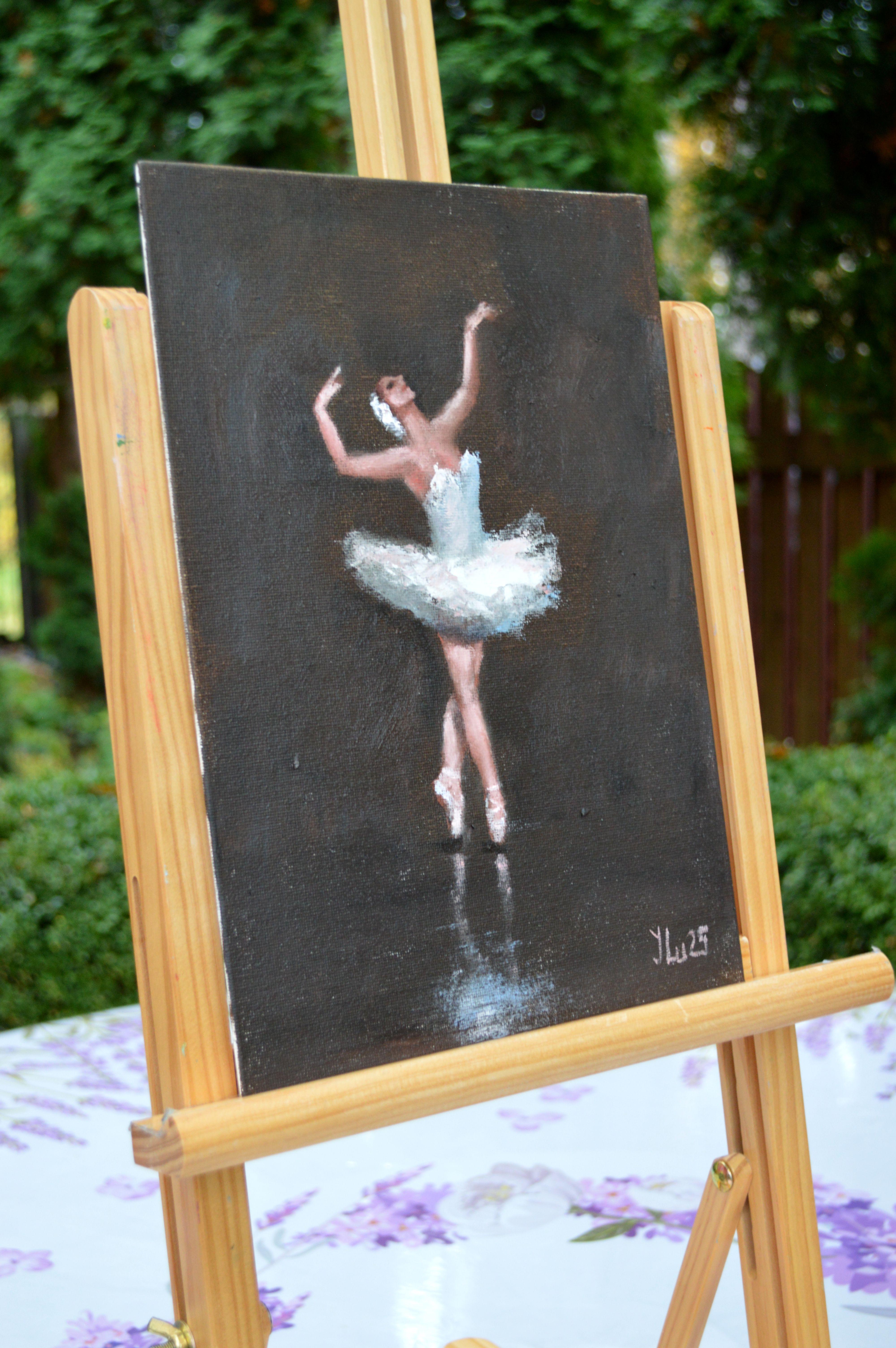 Swan - Black Interior Painting by Elena Lukina