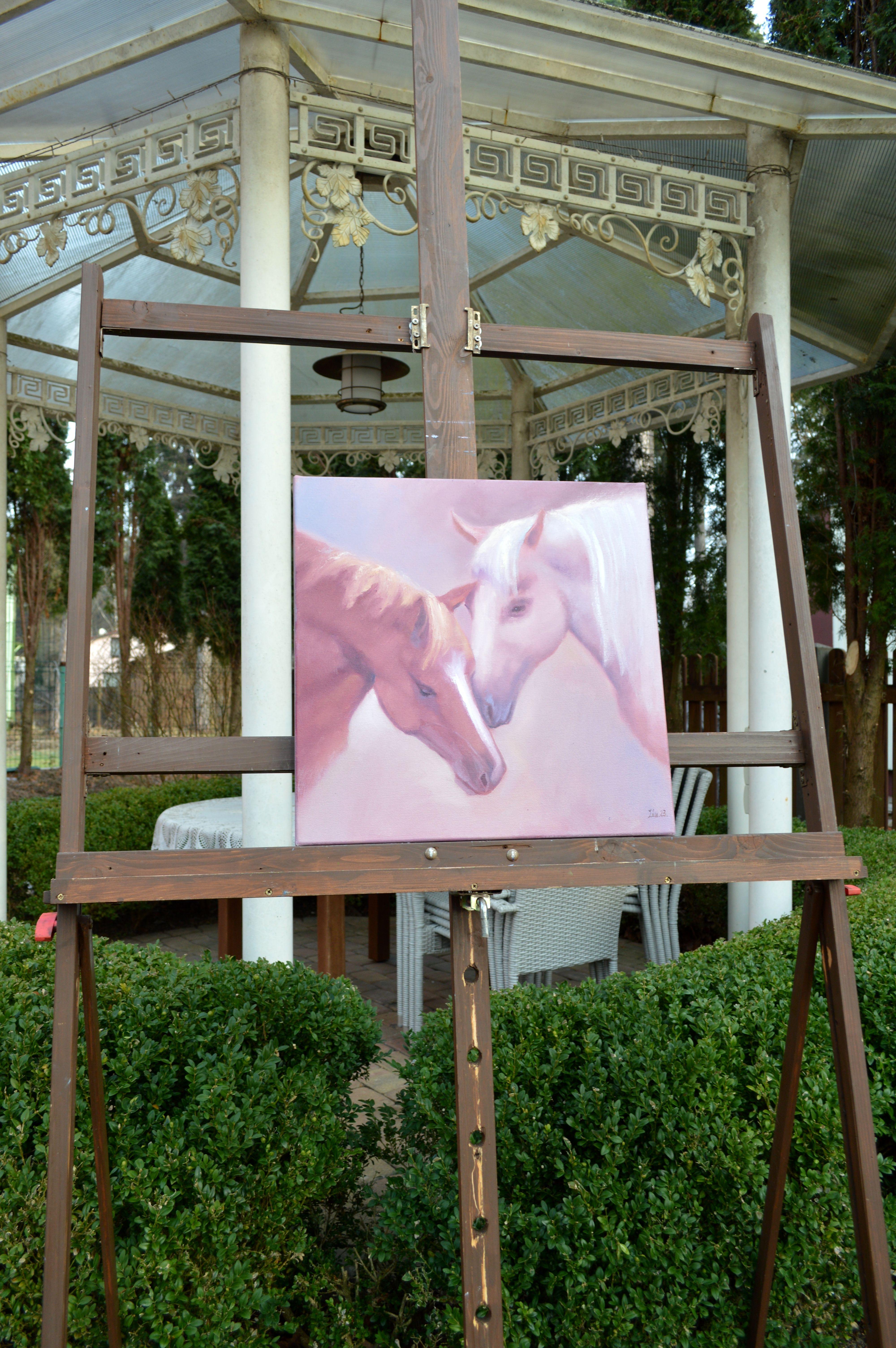 In this oil painting, I poured my soul into capturing the intimate moment between these majestic beings. The language of their gentle nuzzle transcends words, speaking to the universal need for connection. My brushstrokes, rich with emotion, blur