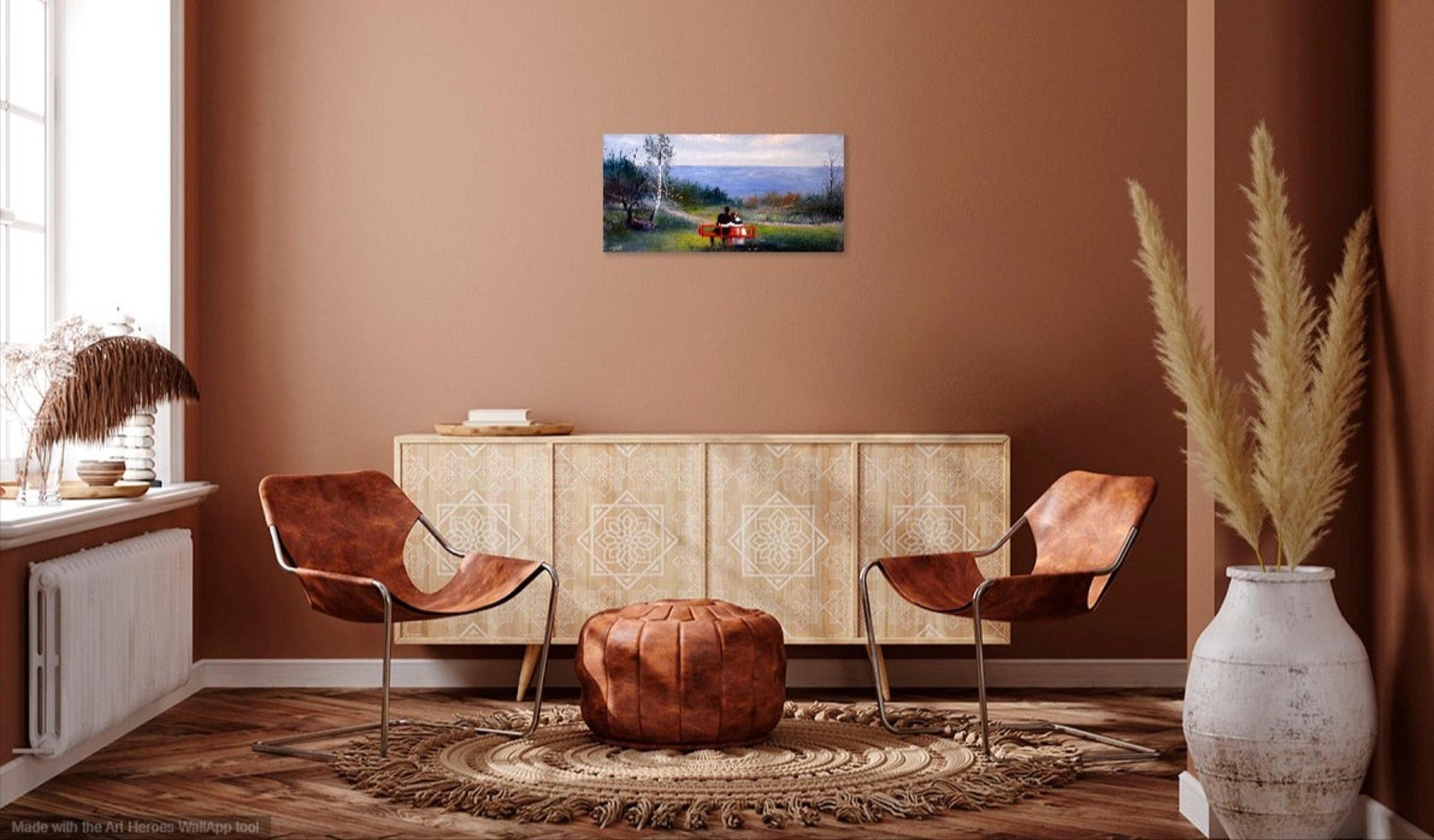 L'équilibre de l'amour. 30X60 huile. en vente 5