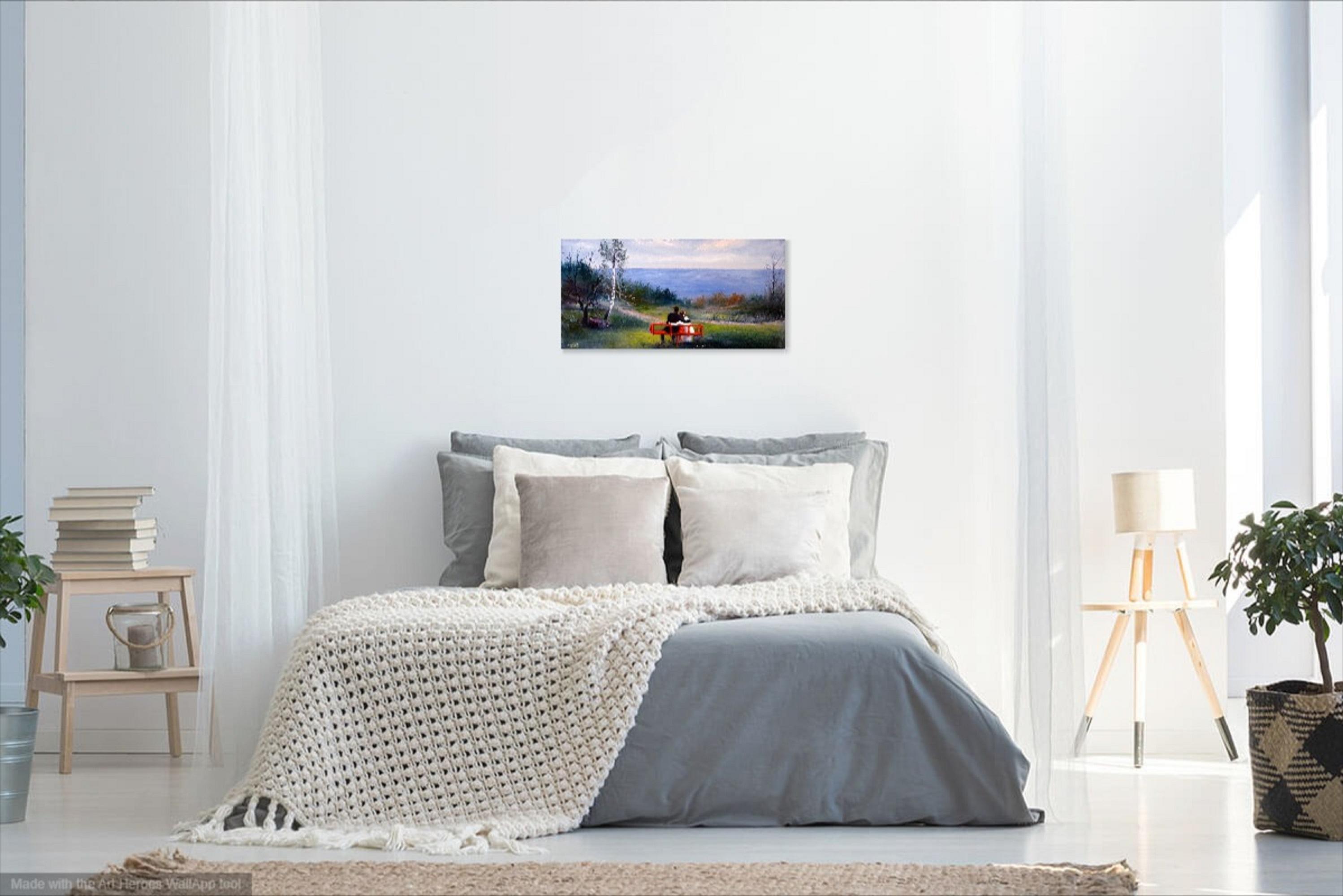 L'équilibre de l'amour. 30X60 huile. en vente 3