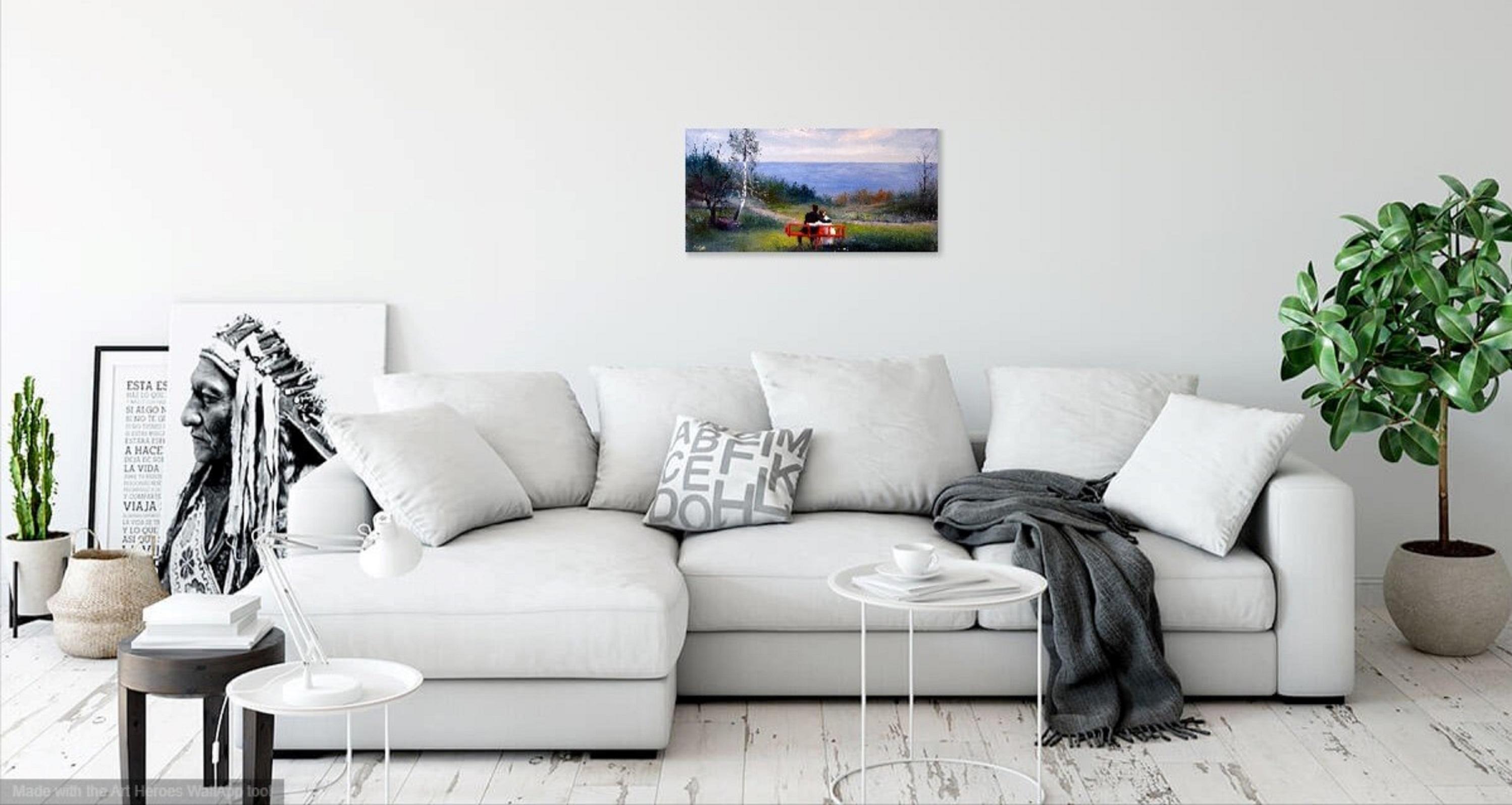 L'équilibre de l'amour. 30X60 huile. en vente 4