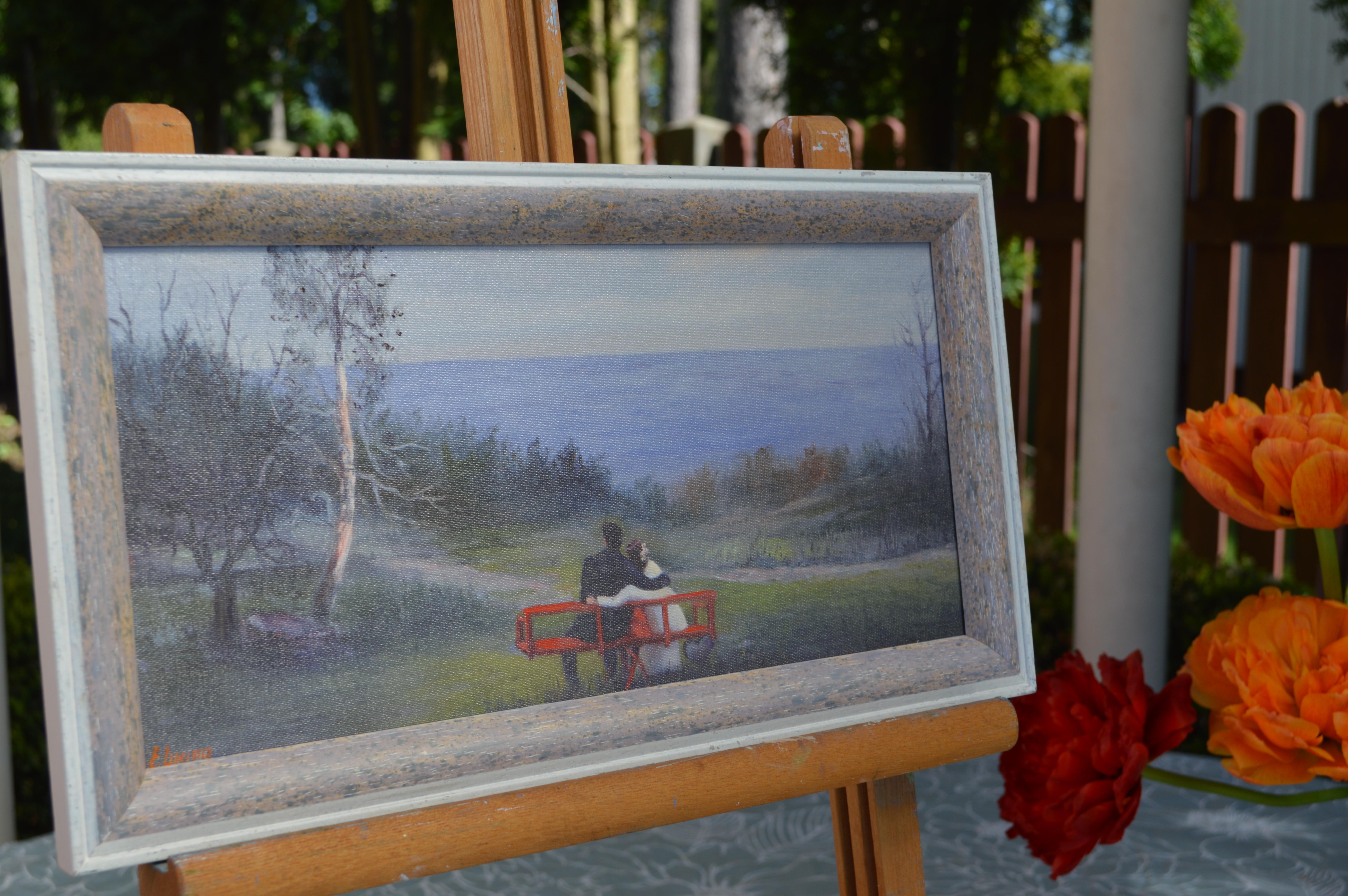 L'equilibrio dell'amore - Landscape Painting Grigio di Elena Lukina