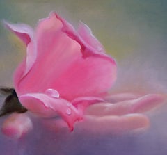 «El frágil rastro de una rosa», pintura al óleo – Impresionismo contemporáneo