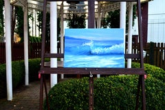 The Luminous Crest: 40x60cm Oceanic Surge Impasto Oil (2023)