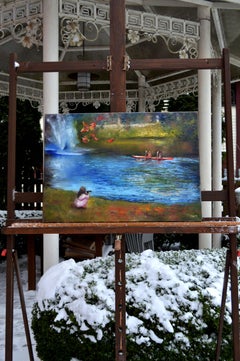 « L'observateur des horizons sereins », peinture à l'huile impressionniste, toile
