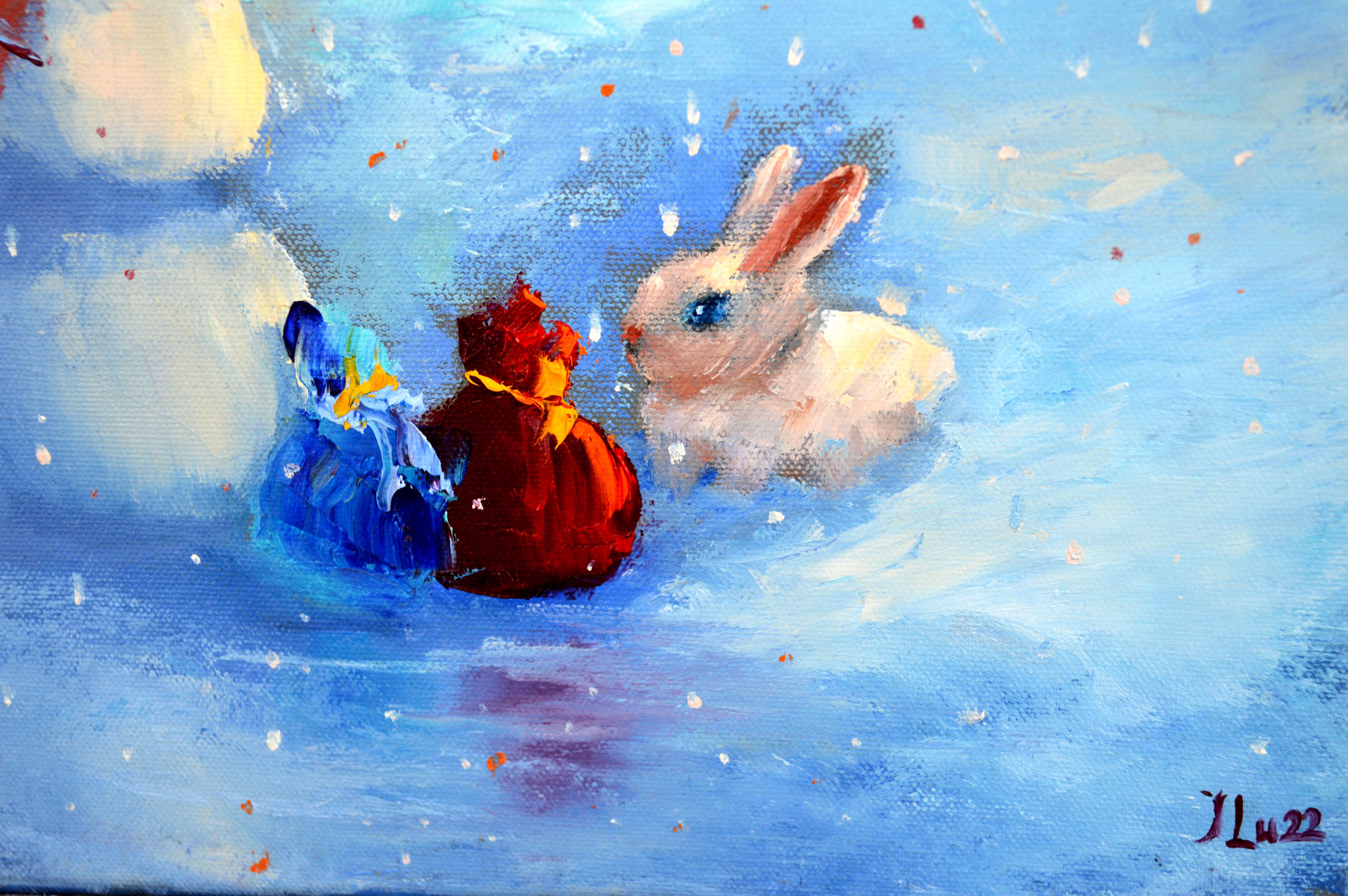 Le bonhomme de neige et le lapin distribuent des cadeaux à tout le monde en vente 11