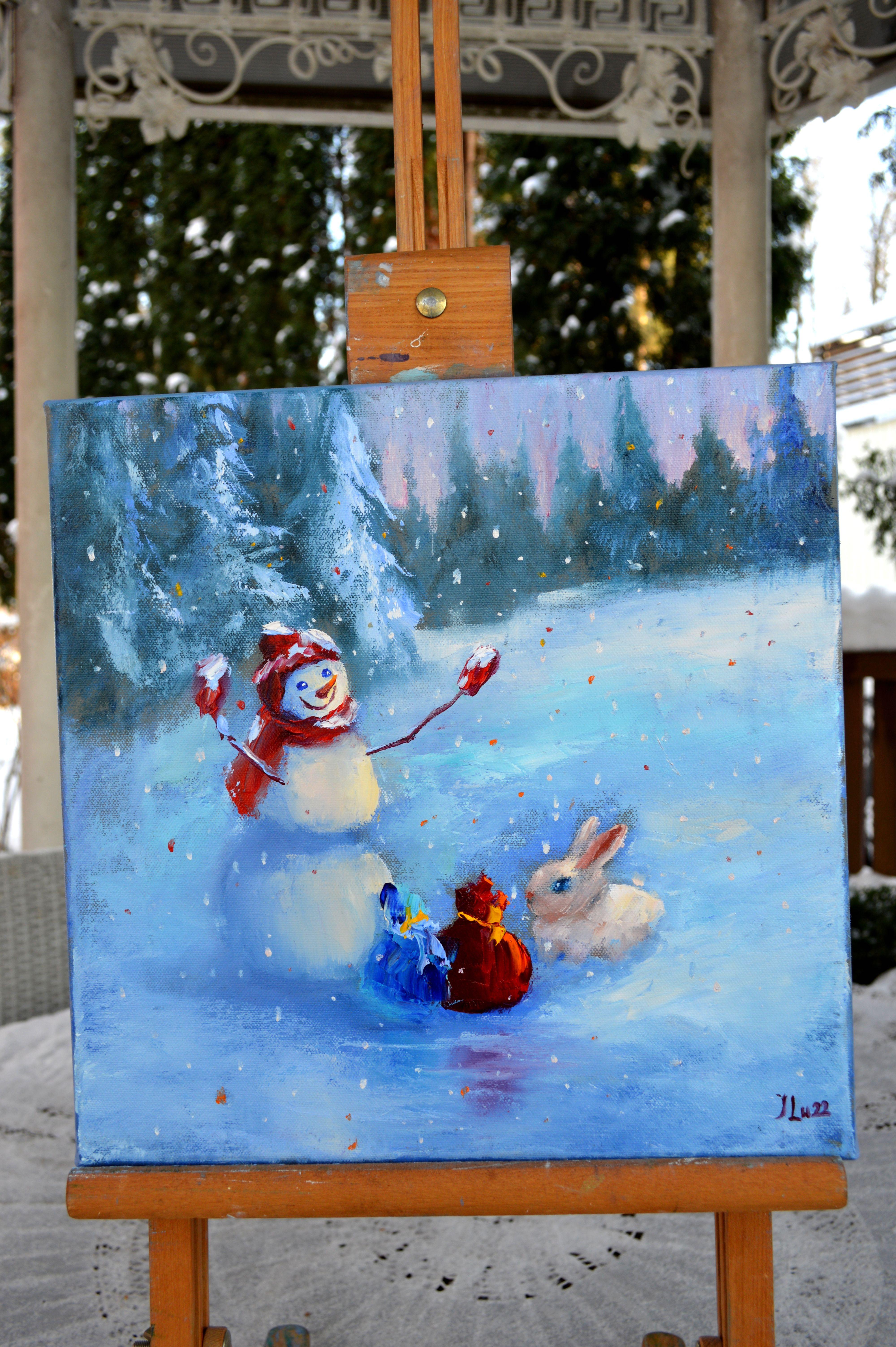 Le bonhomme de neige et le lapin distribuent des cadeaux à tout le monde en vente 2