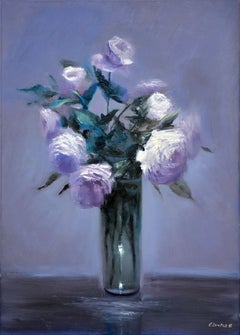 „Das Abendrot-Echo der Rosen“ – Stillleben, Ölgemälde von Elena Lukina, 2016