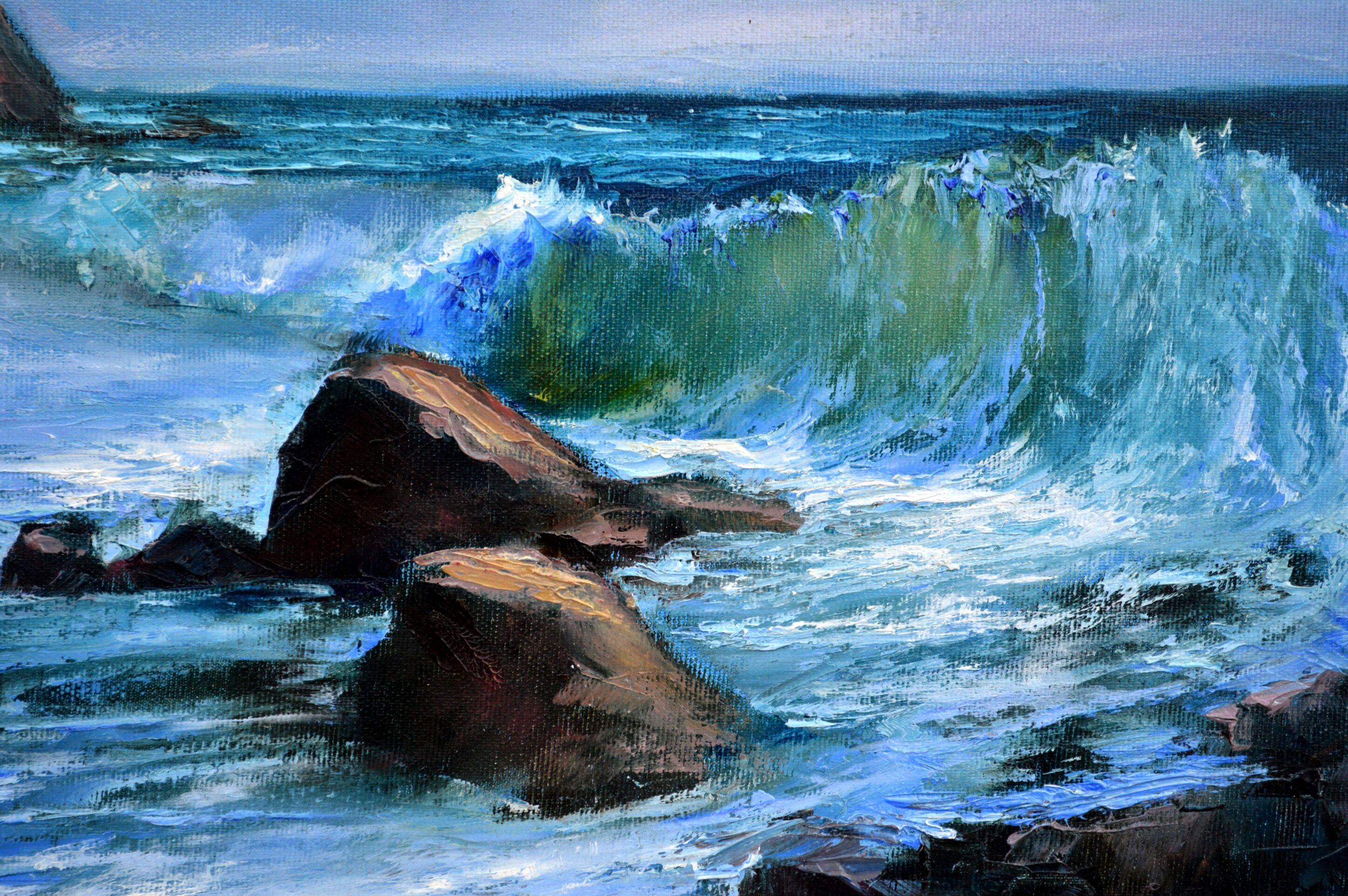 Tide Time - Expressionist Painting by Elena Lukina