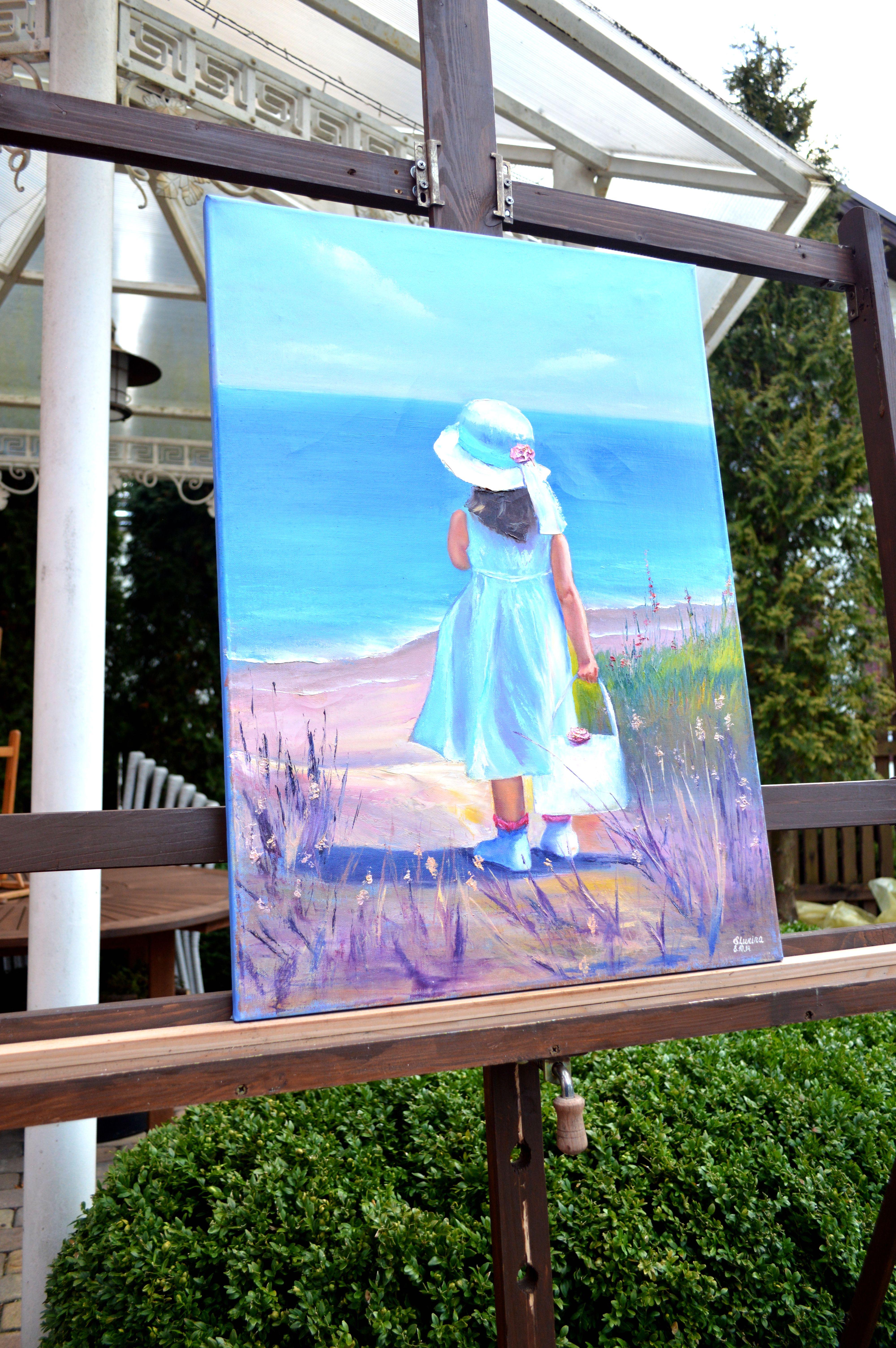 To the beach! - Expressionist Painting by Elena Lukina