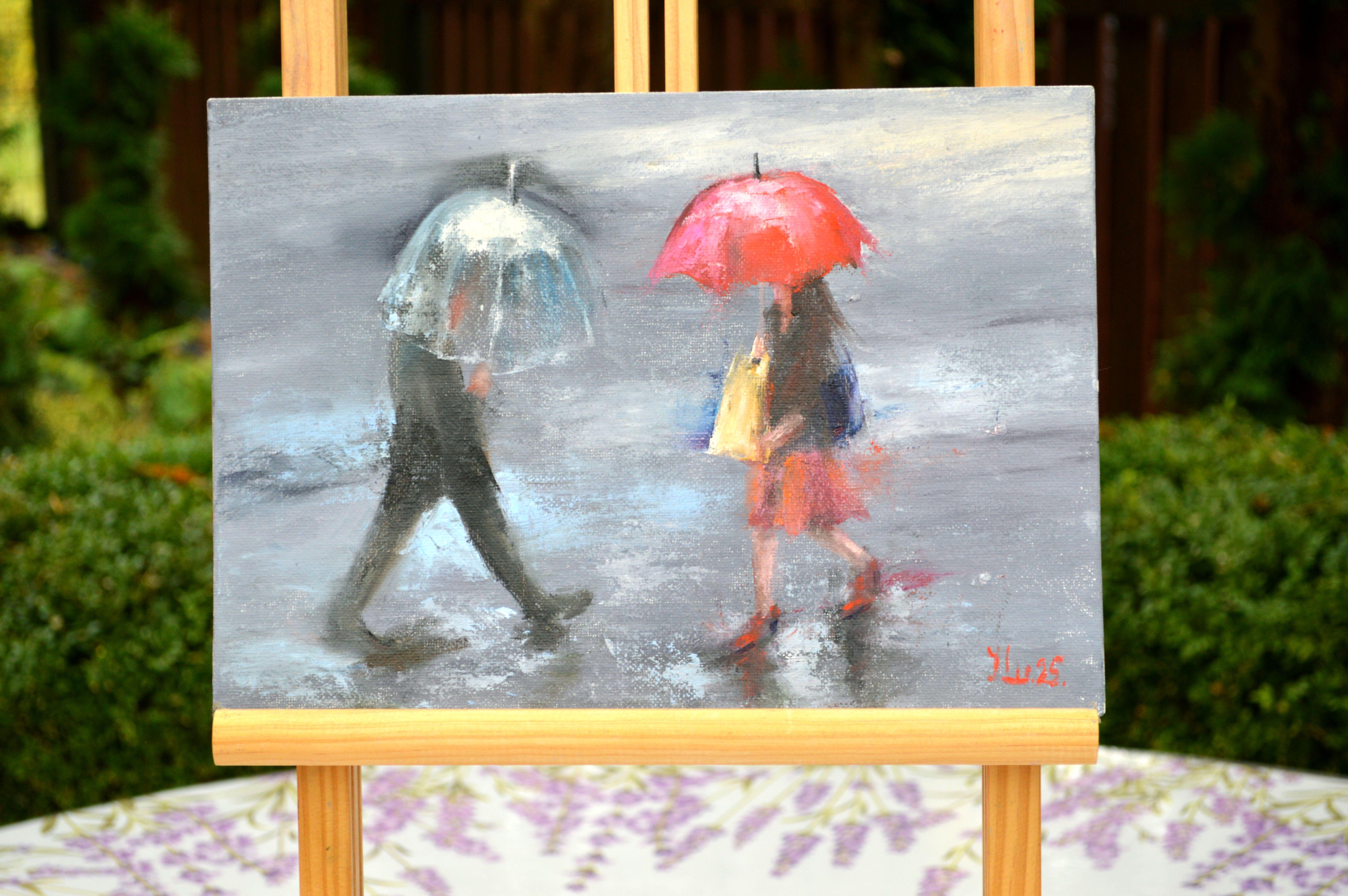 Two Under the Rain - Painting by Elena Lukina