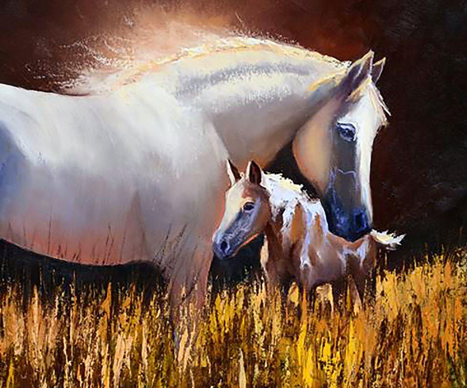 Bajo el sol con mamá - Figurative Painting Negro de Elena Lukina