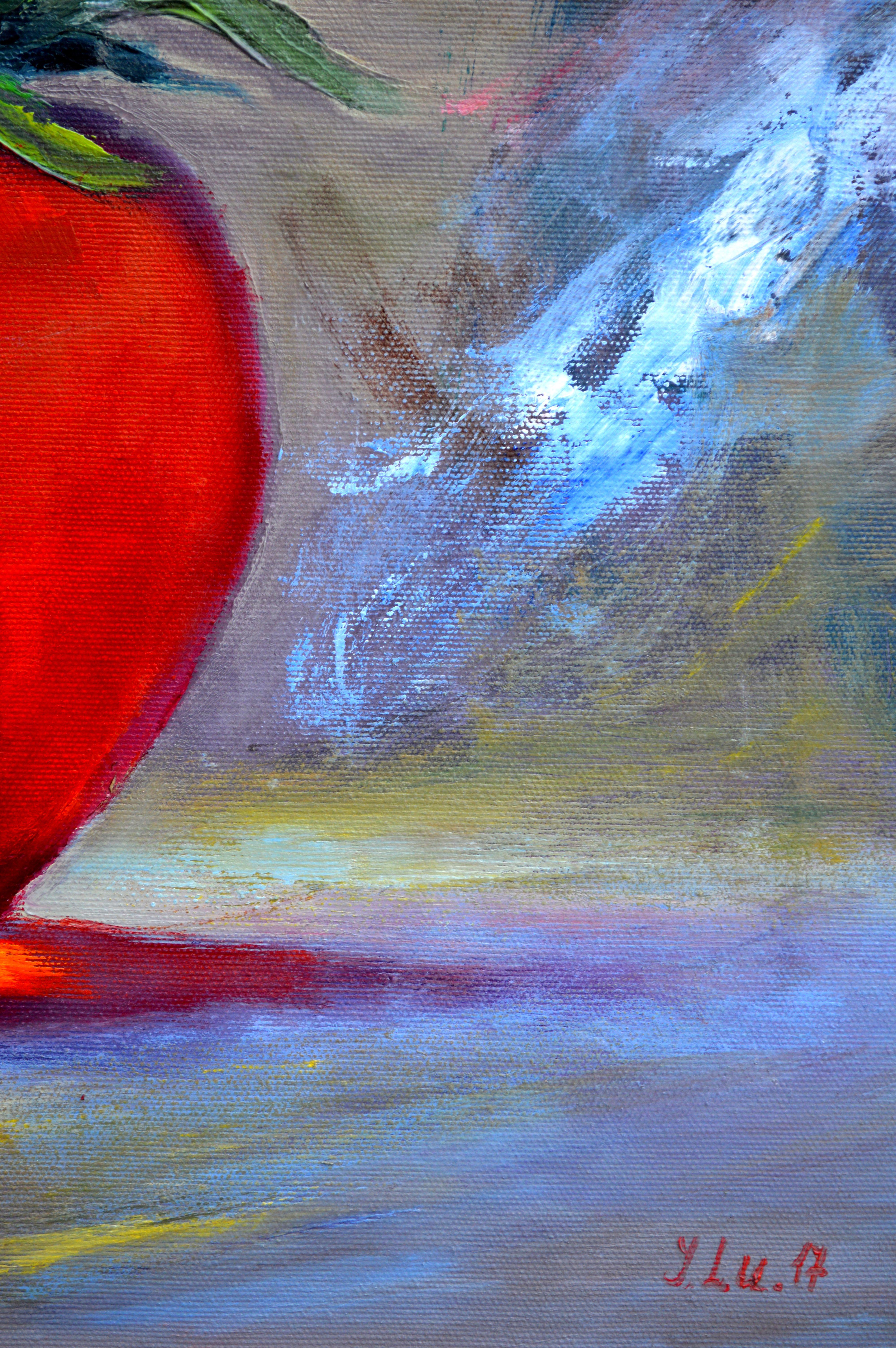 Peinture à l'huile Valentine 50X40. en vente 5
