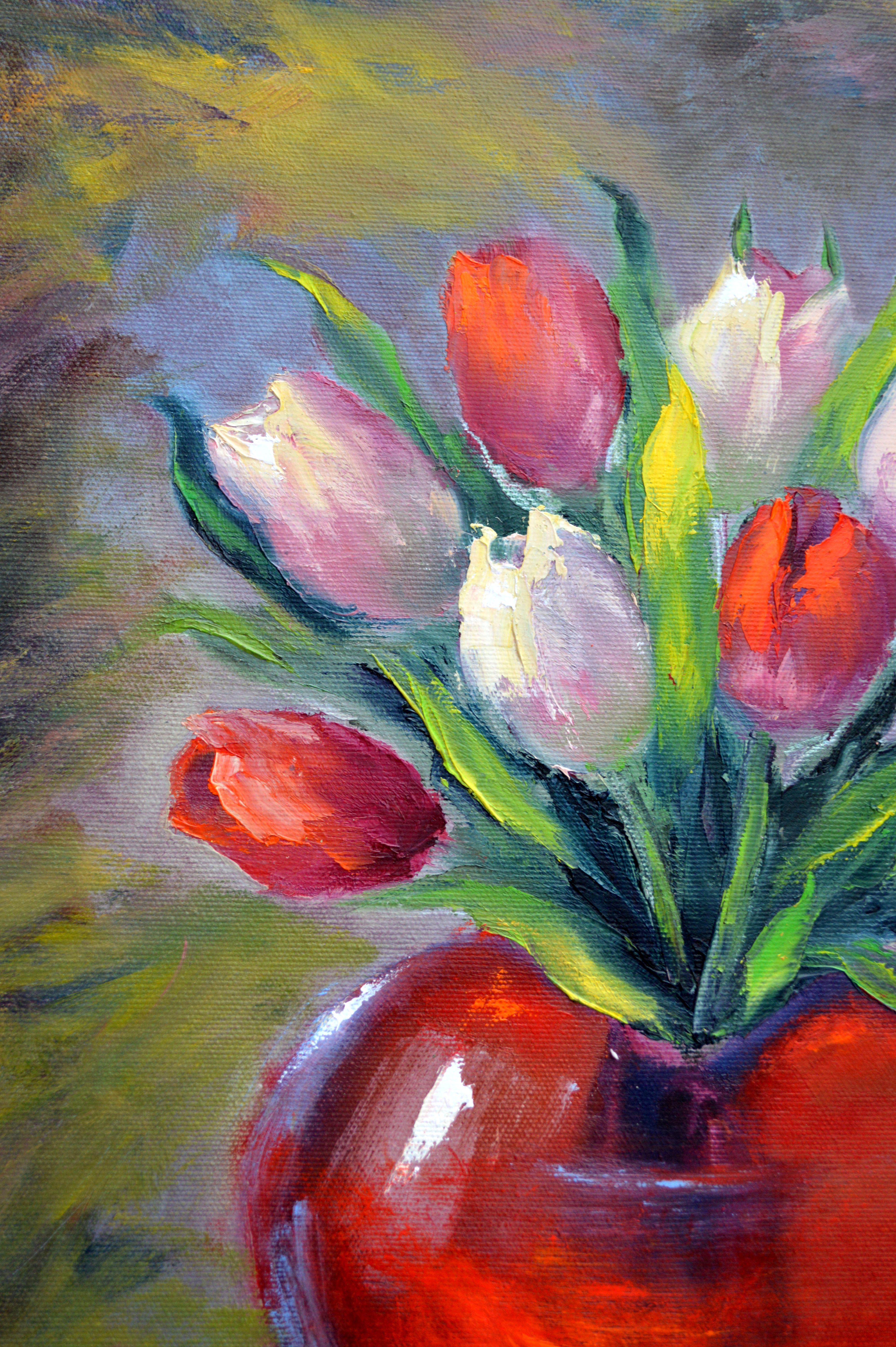 Peinture à l'huile Valentine 50X40. en vente 7