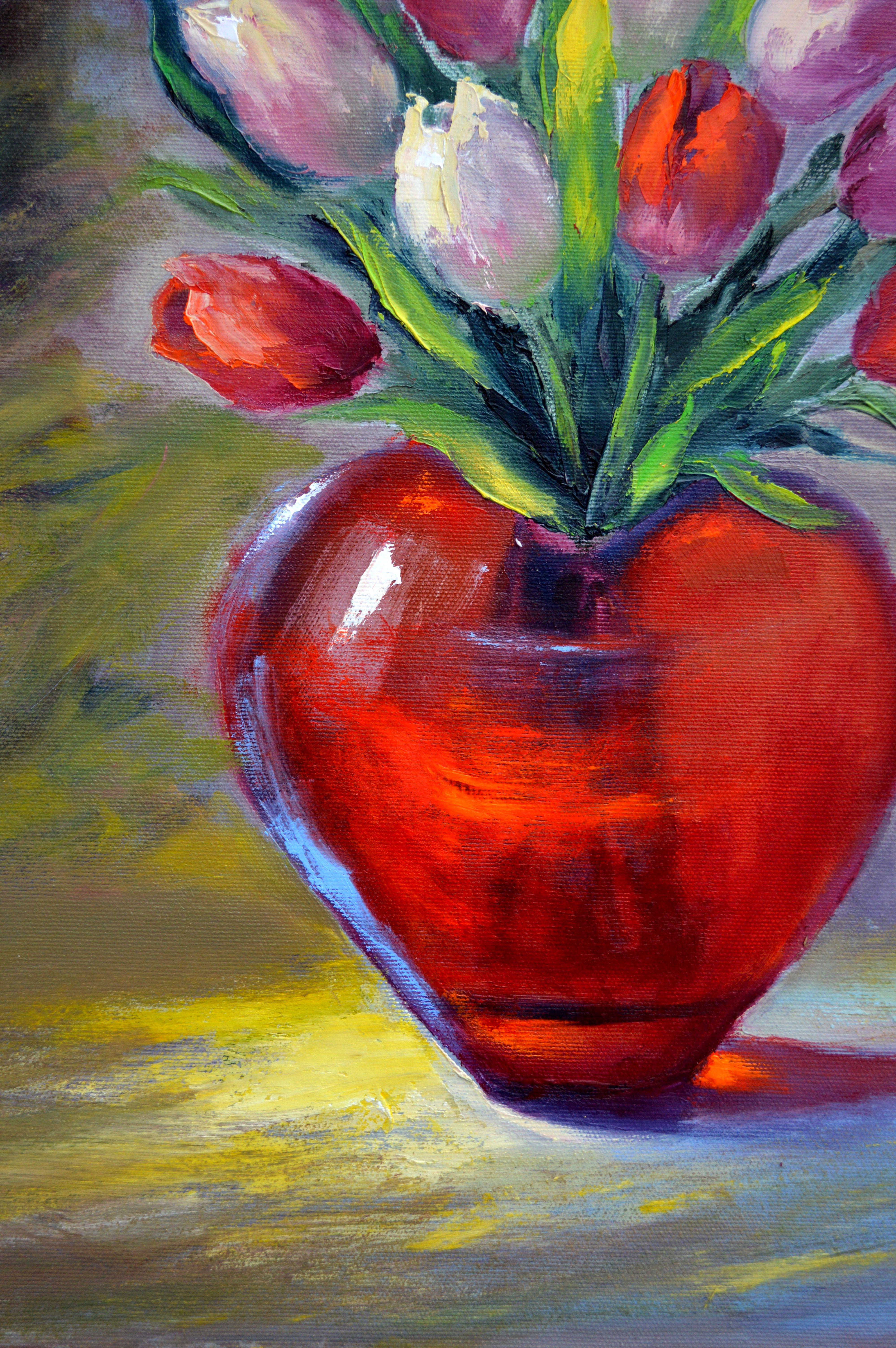 Peinture à l'huile Valentine 50X40. en vente 8