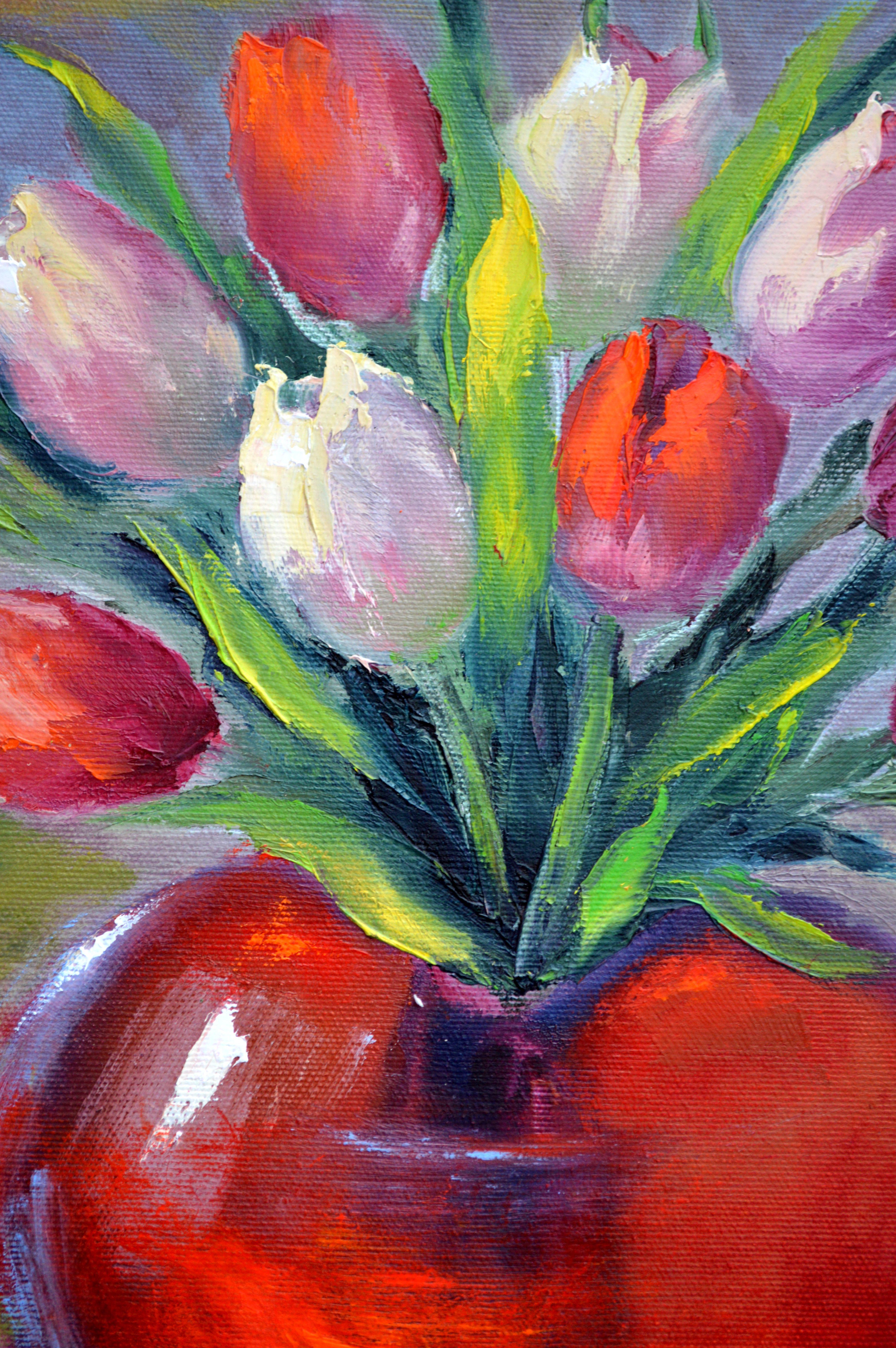 Peinture à l'huile Valentine 50X40. en vente 9
