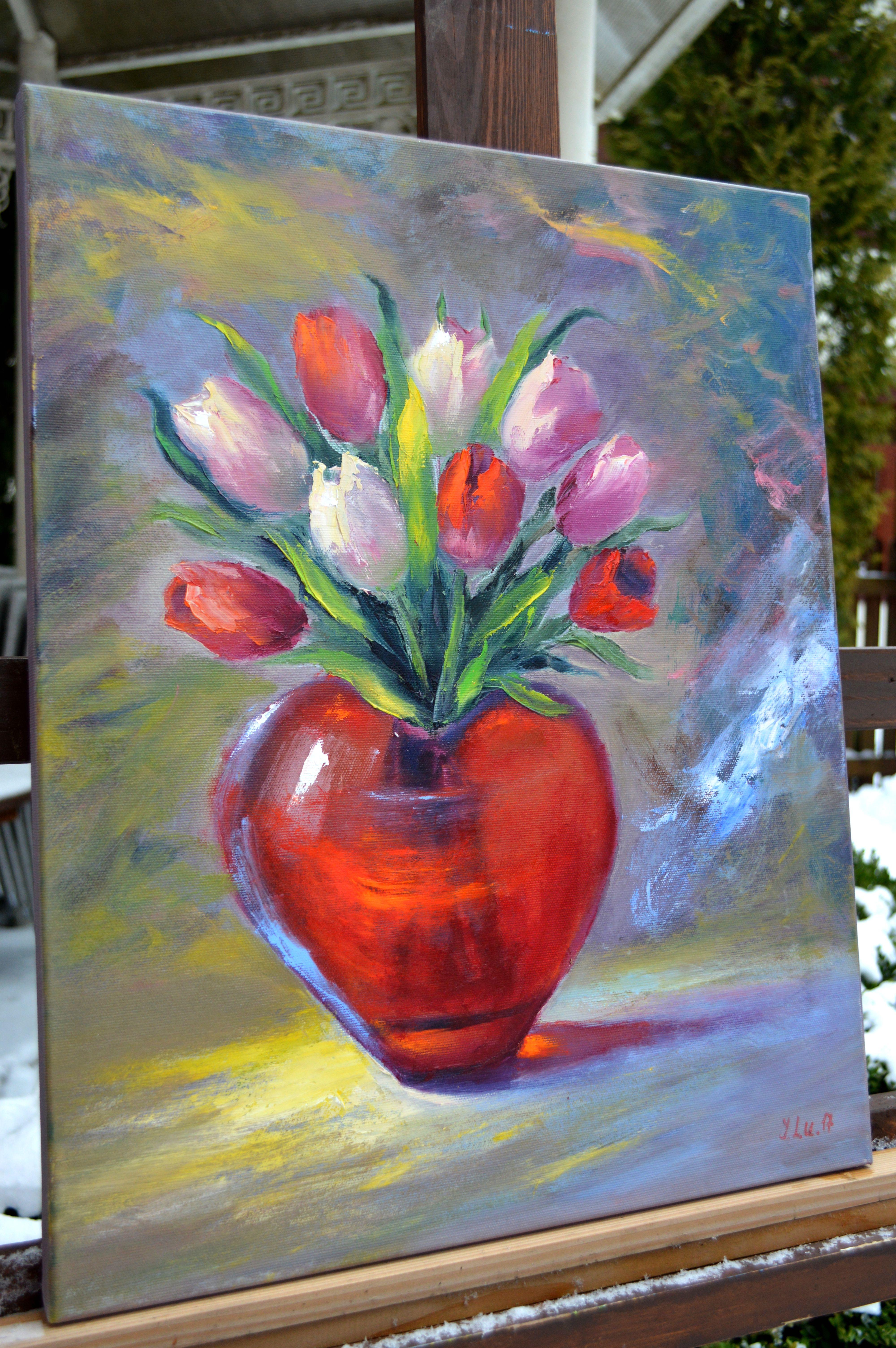 Peinture à l'huile Valentine 50X40. en vente 10