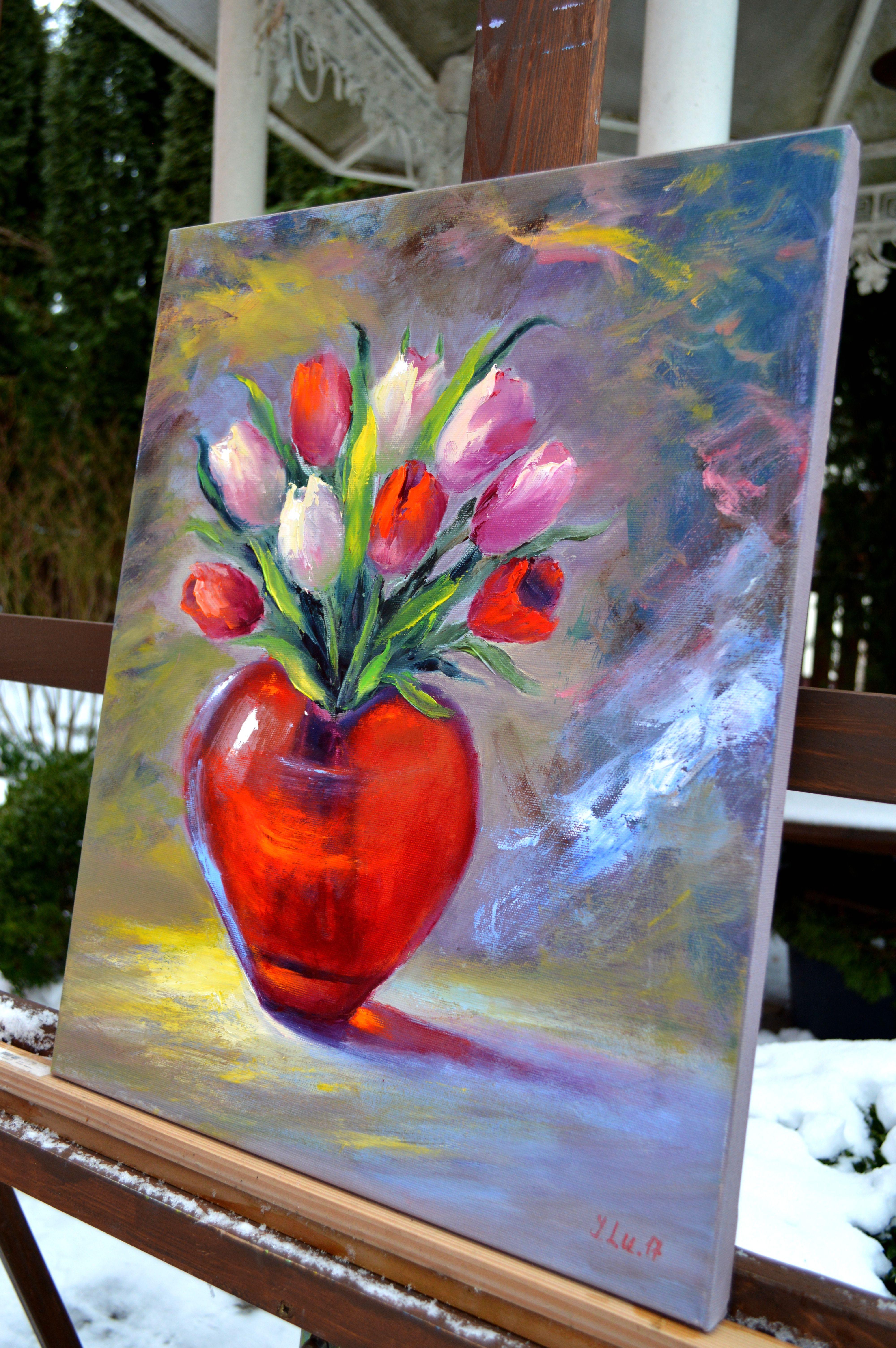 Peinture à l'huile Valentine 50X40. en vente 11