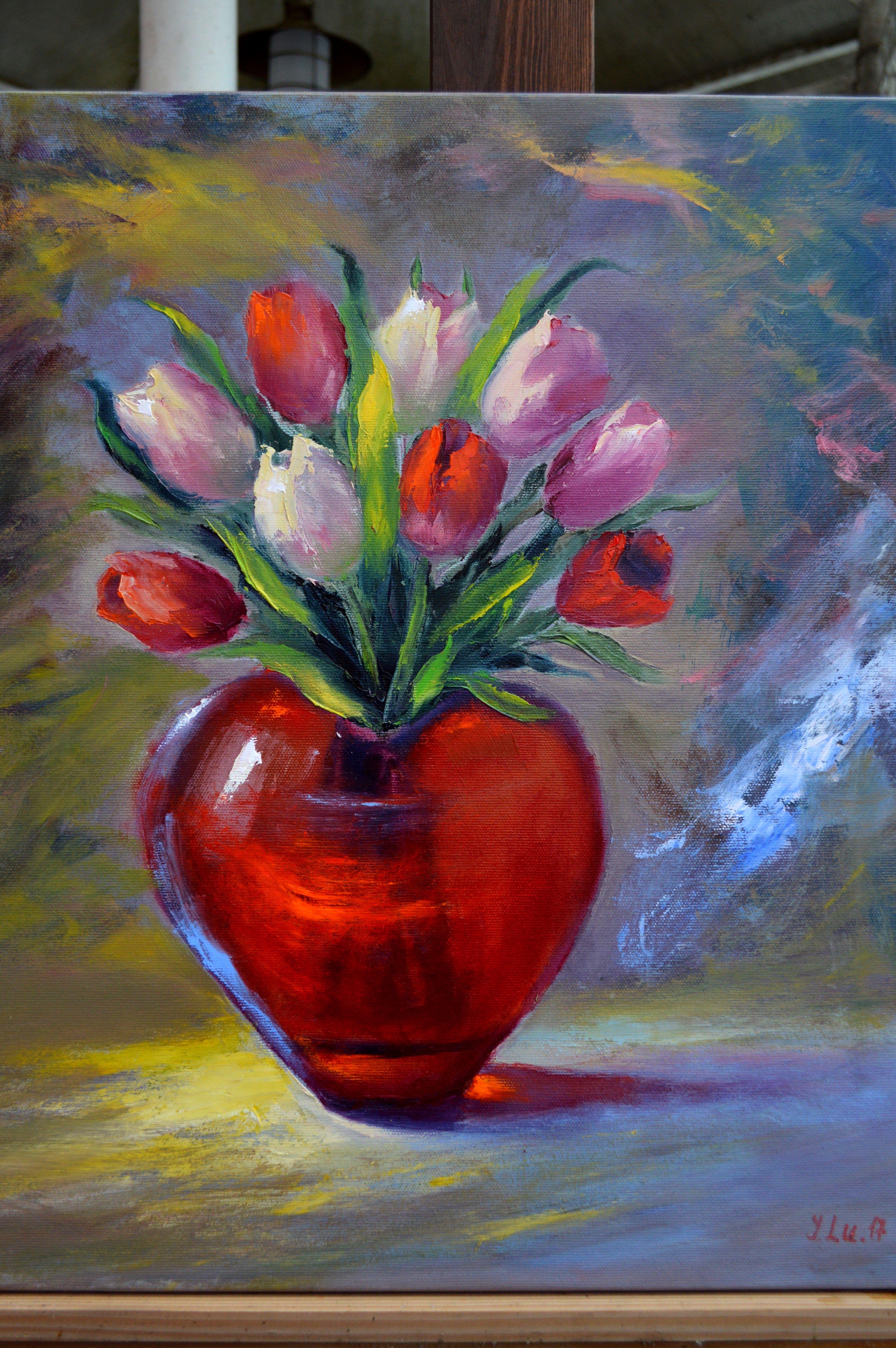 Peinture à l'huile Valentine 50X40. en vente 12