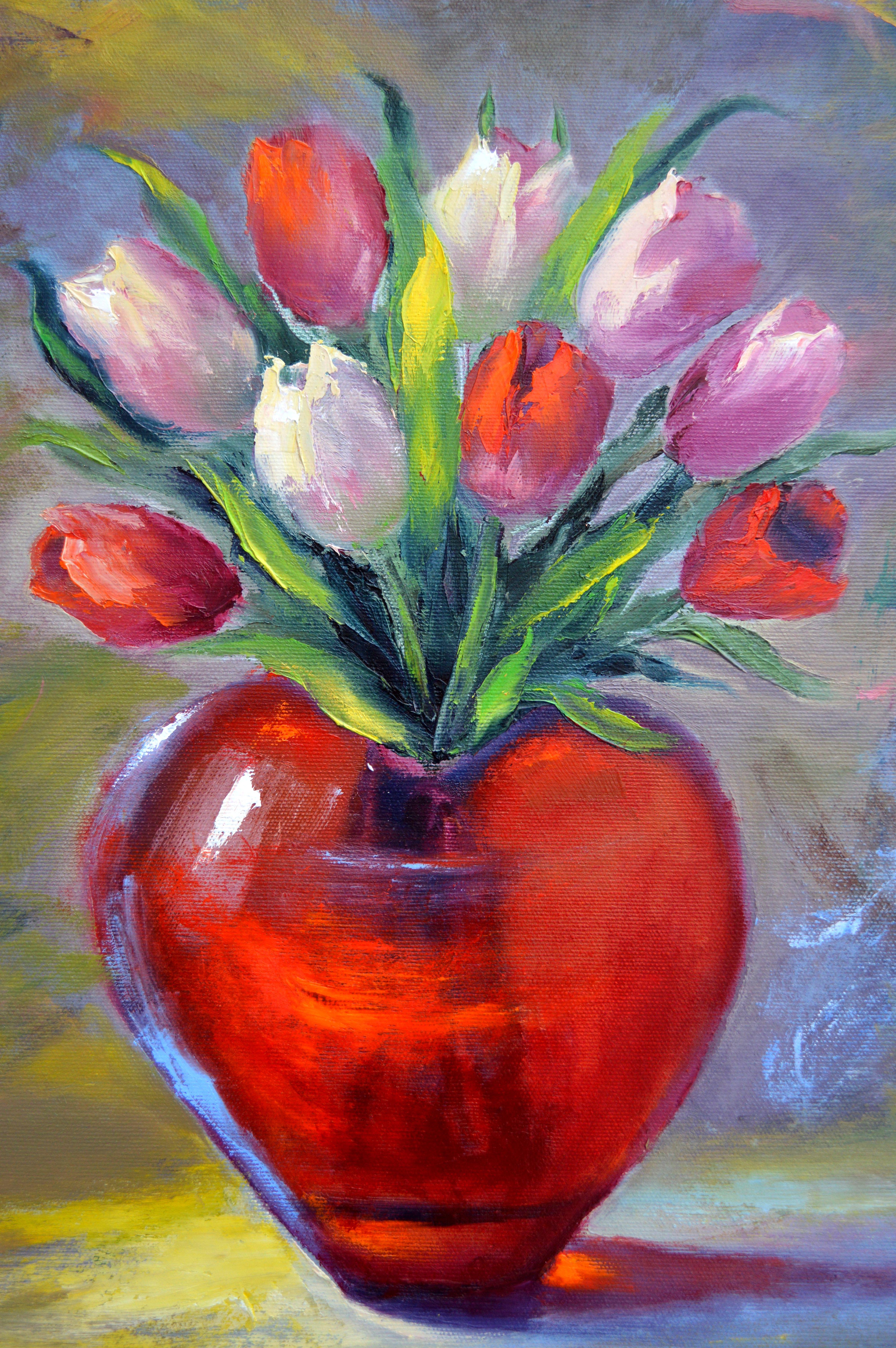 Peinture à l'huile Valentine 50X40. en vente 2