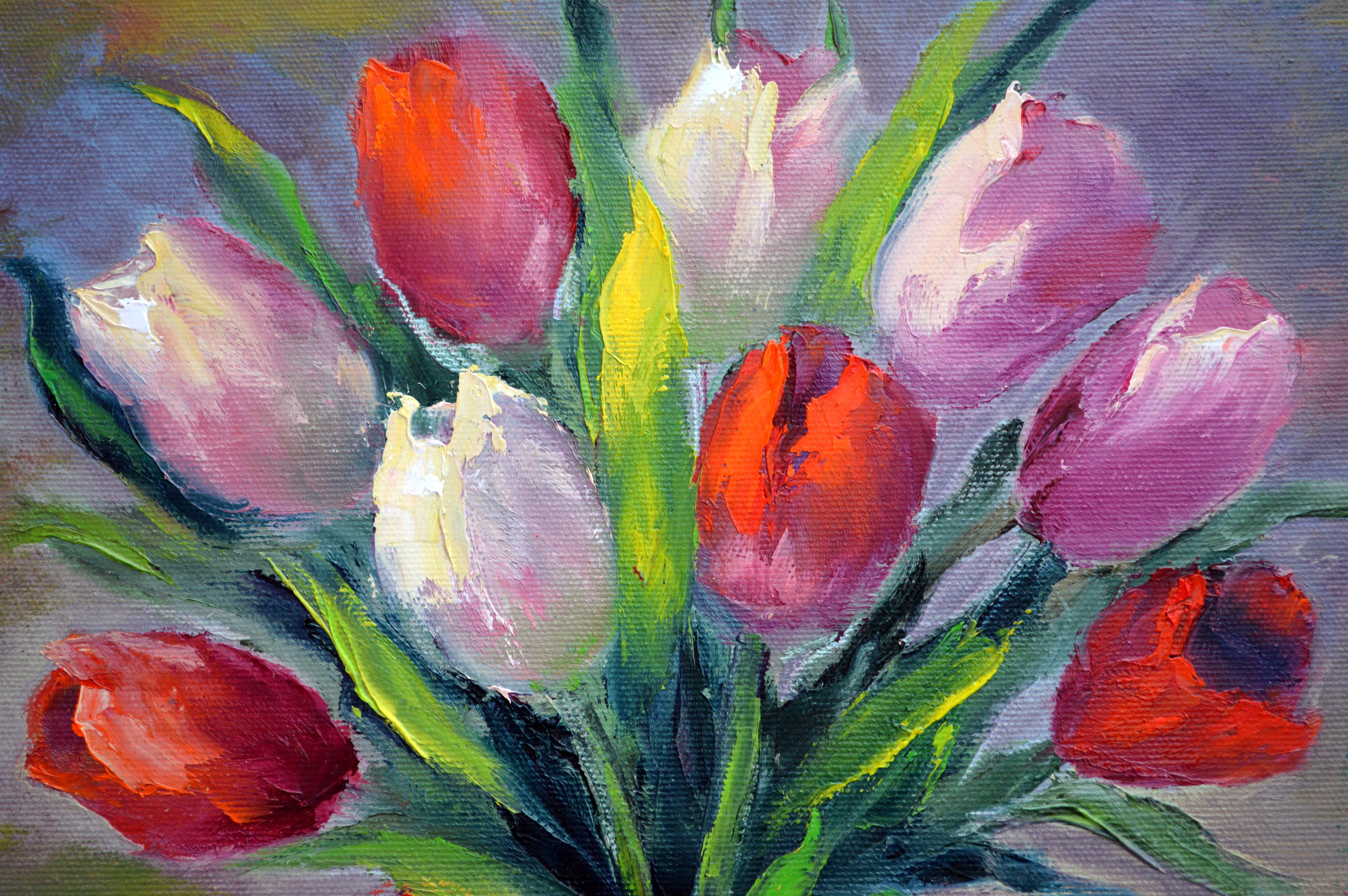 Peinture à l'huile Valentine 50X40. en vente 3