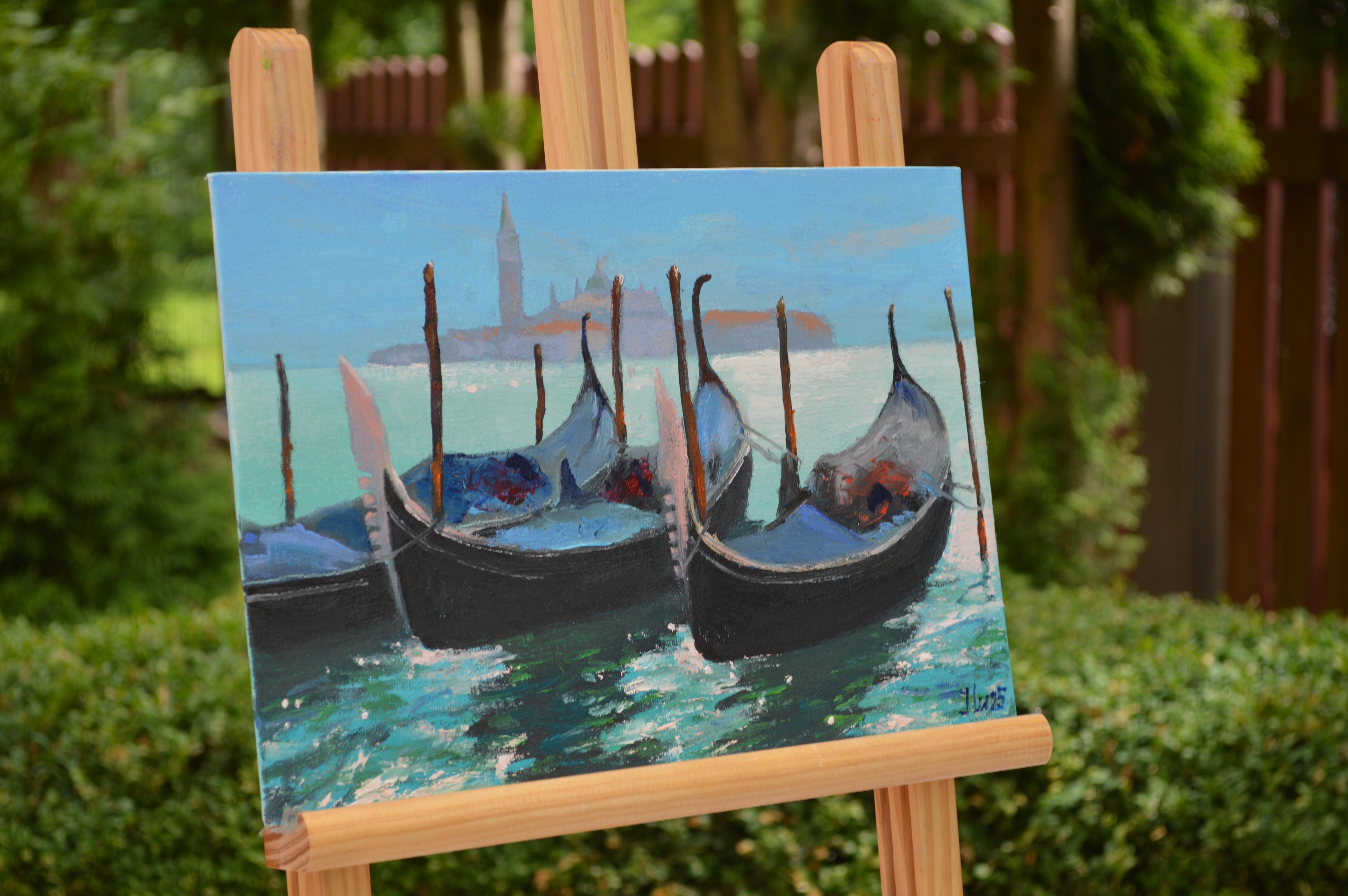 Góndolas venecianas 2 - Painting Expresionista de Elena Lukina