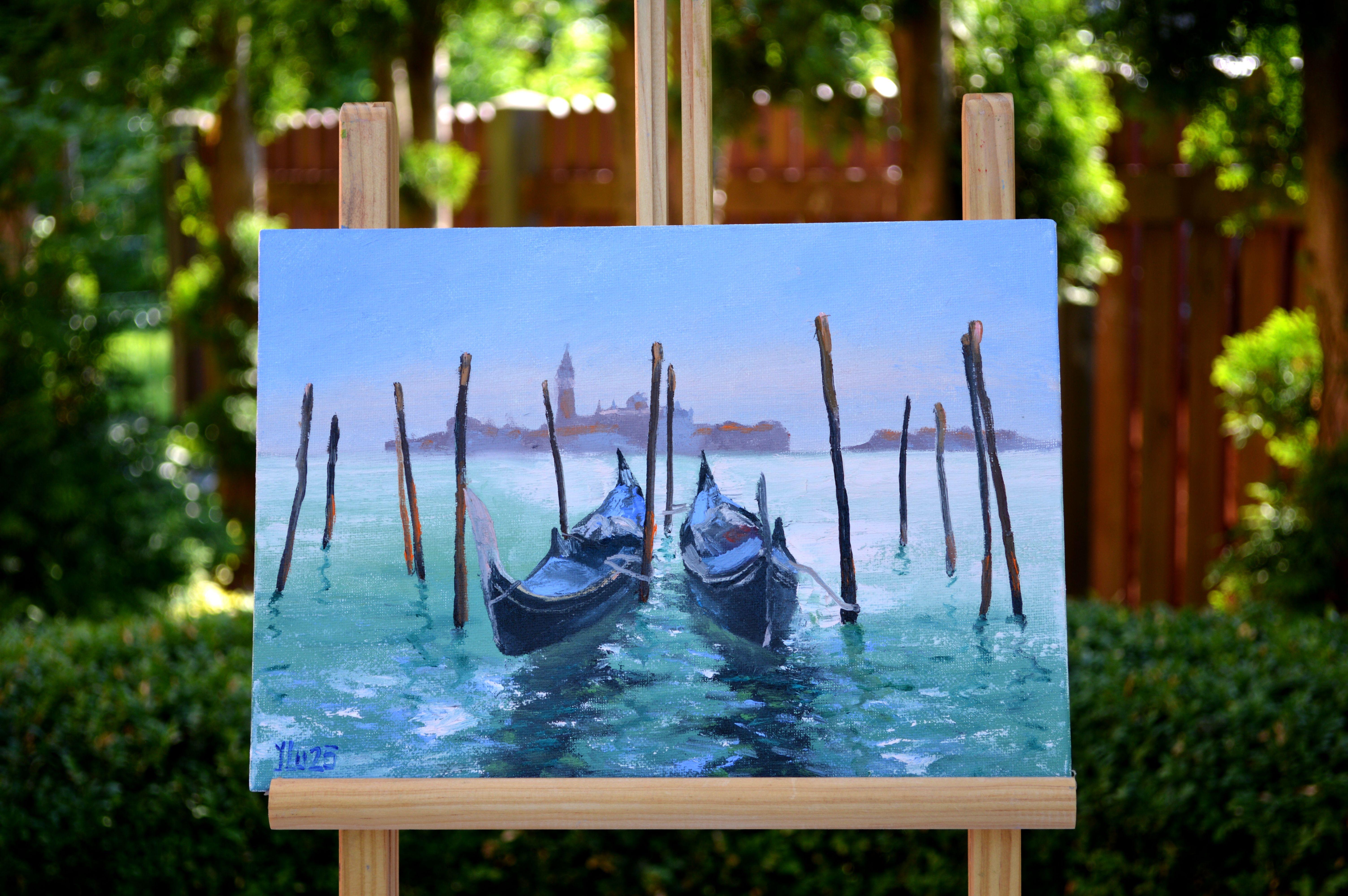 Venetian Gondolas 3 - Painting by Elena Lukina