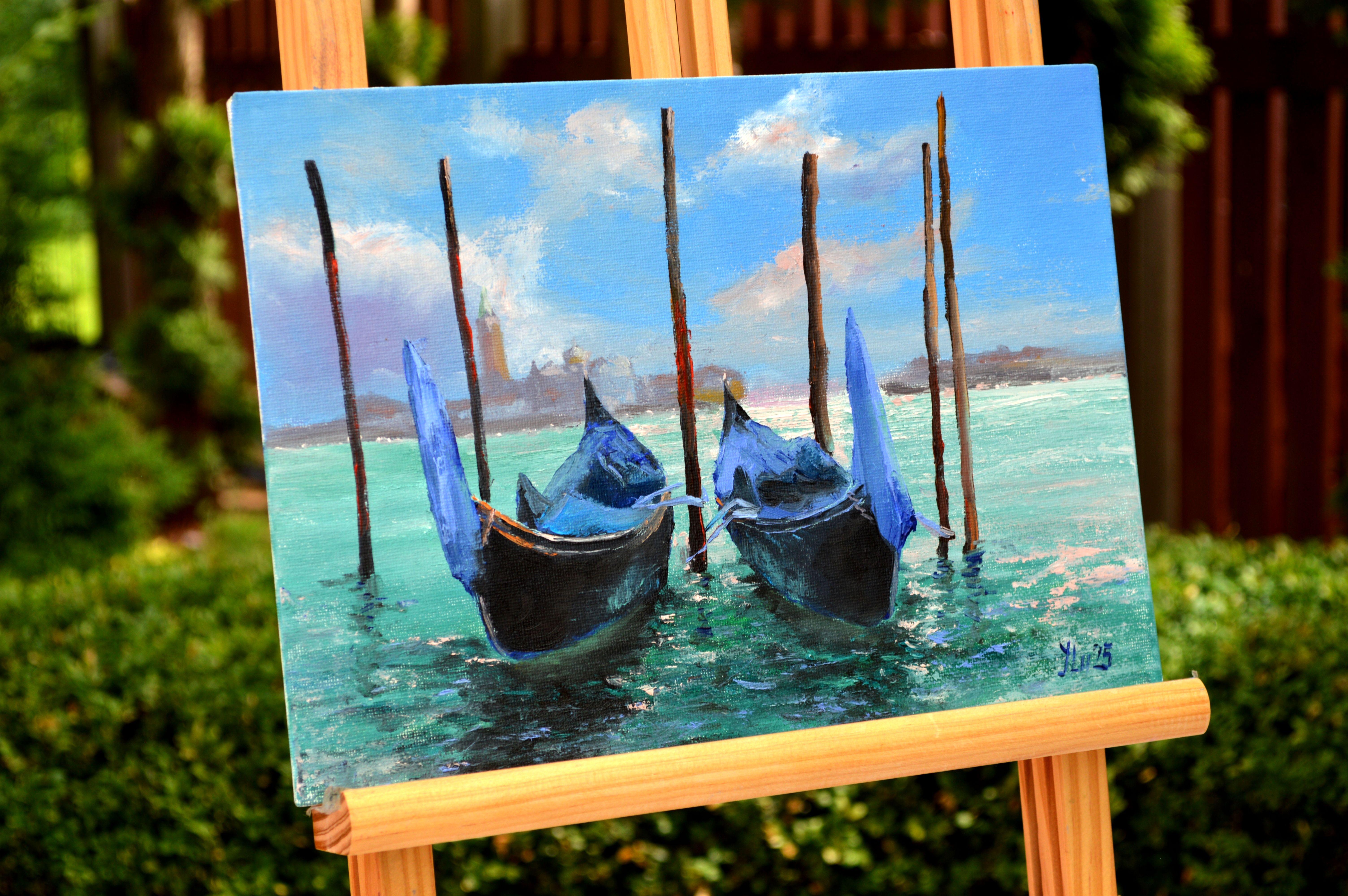 Góndolas venecianas 4 - Painting Expresionista de Elena Lukina