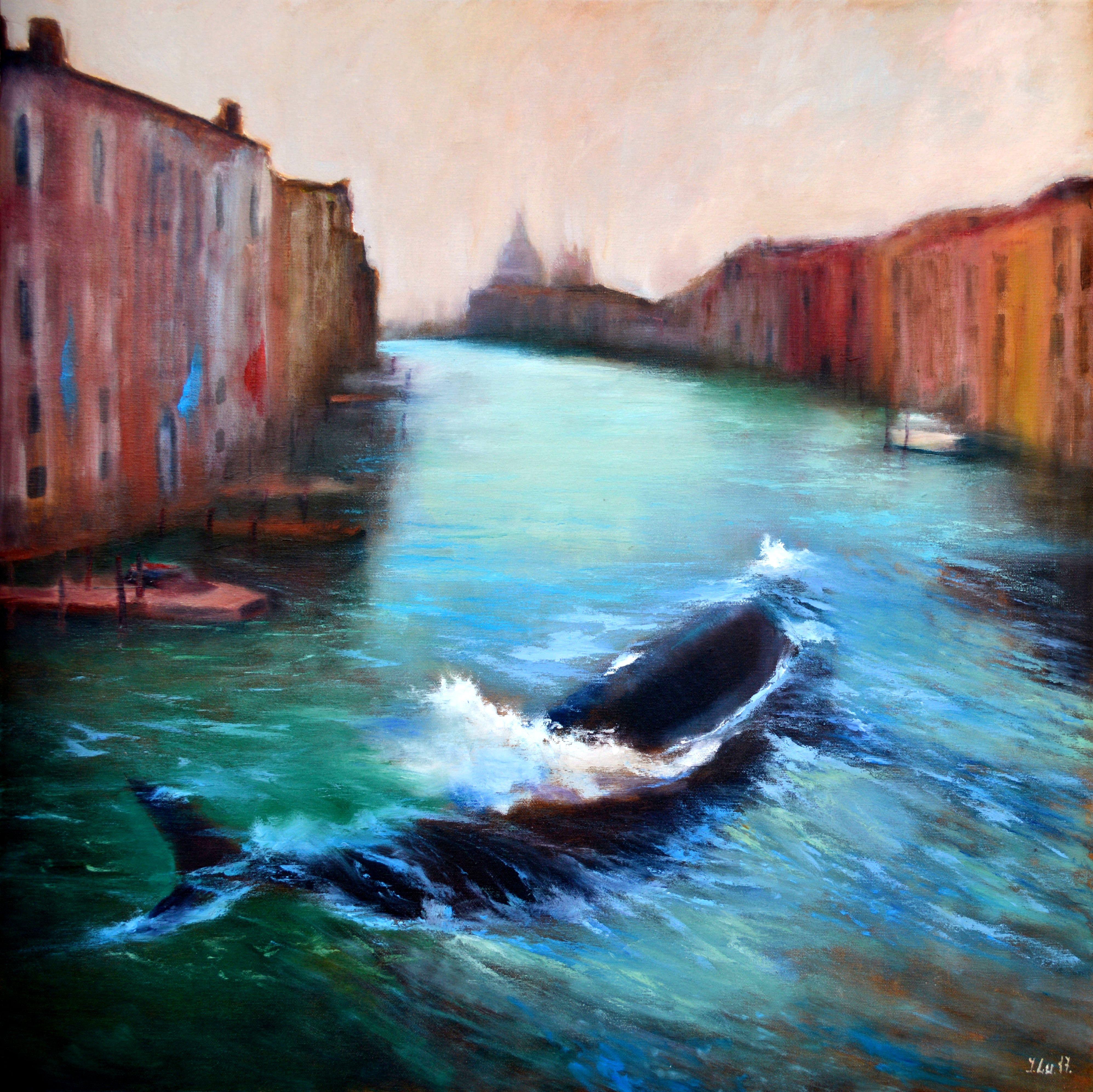 Elena Lukina Landscape Painting - Venetian guest 80X80