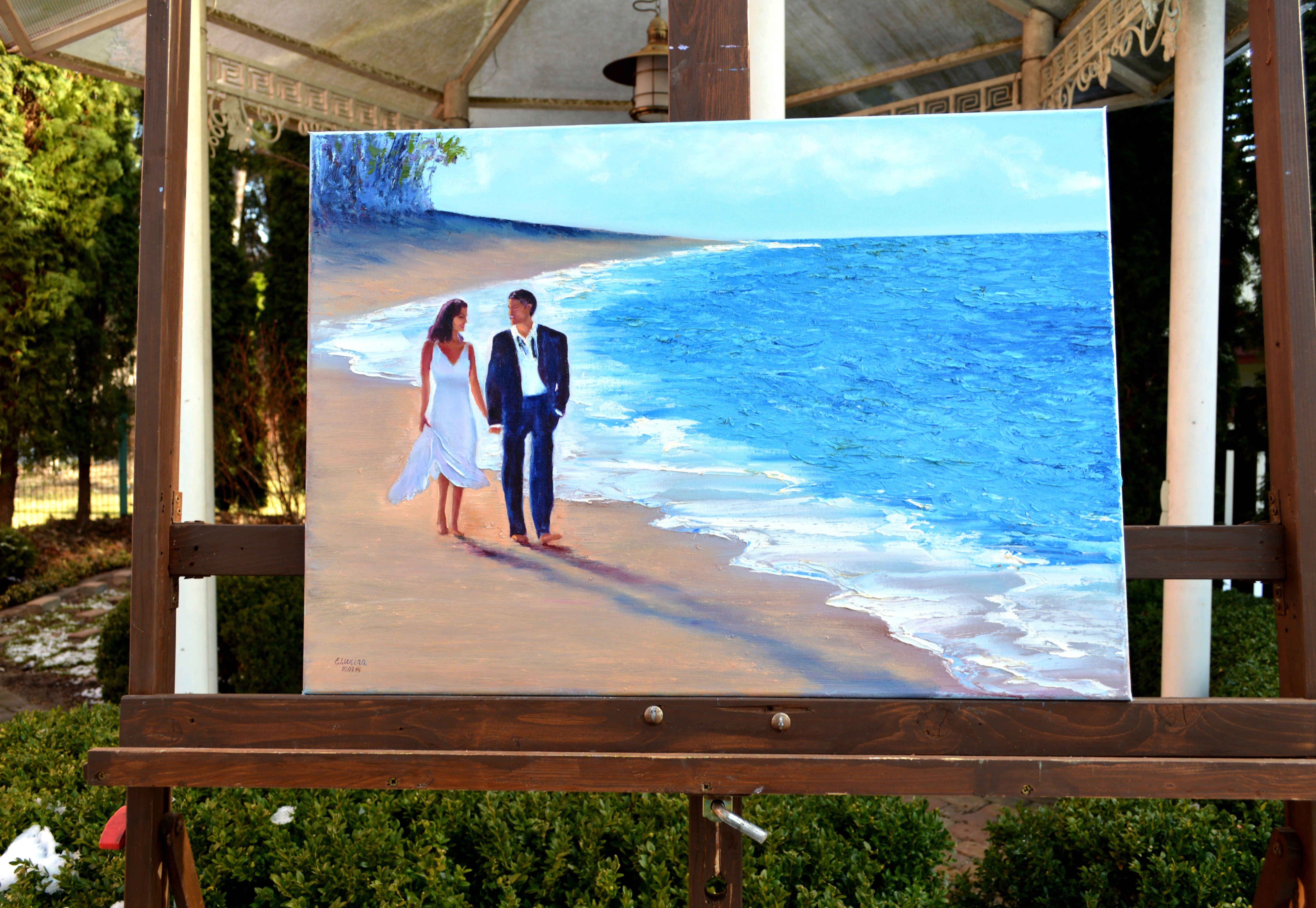 Walk together 50X70 oil, Valentine’s Day gifts art For Sale 8