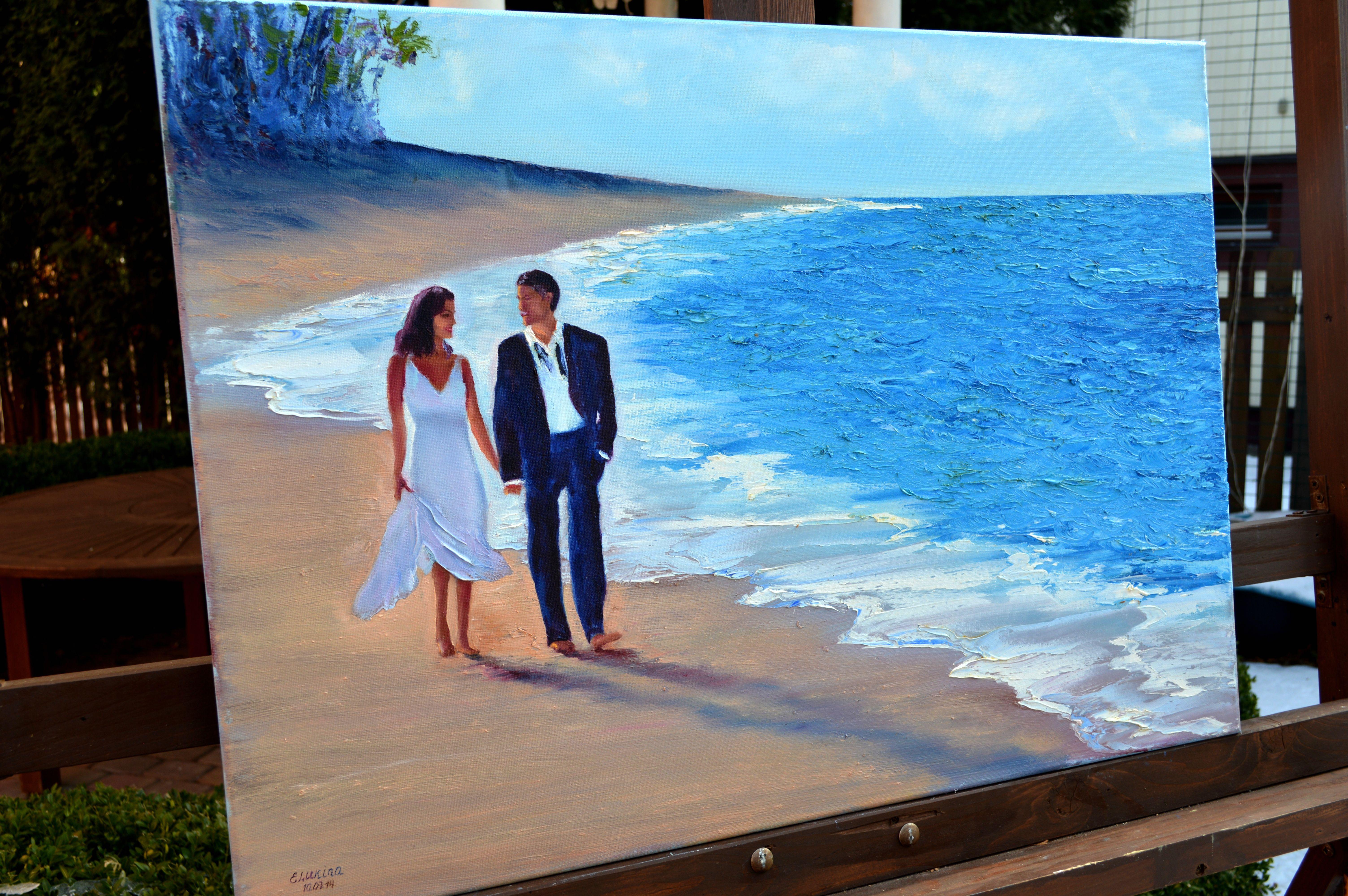 Walk together 50X70 oil, Valentine’s Day gifts art For Sale 1