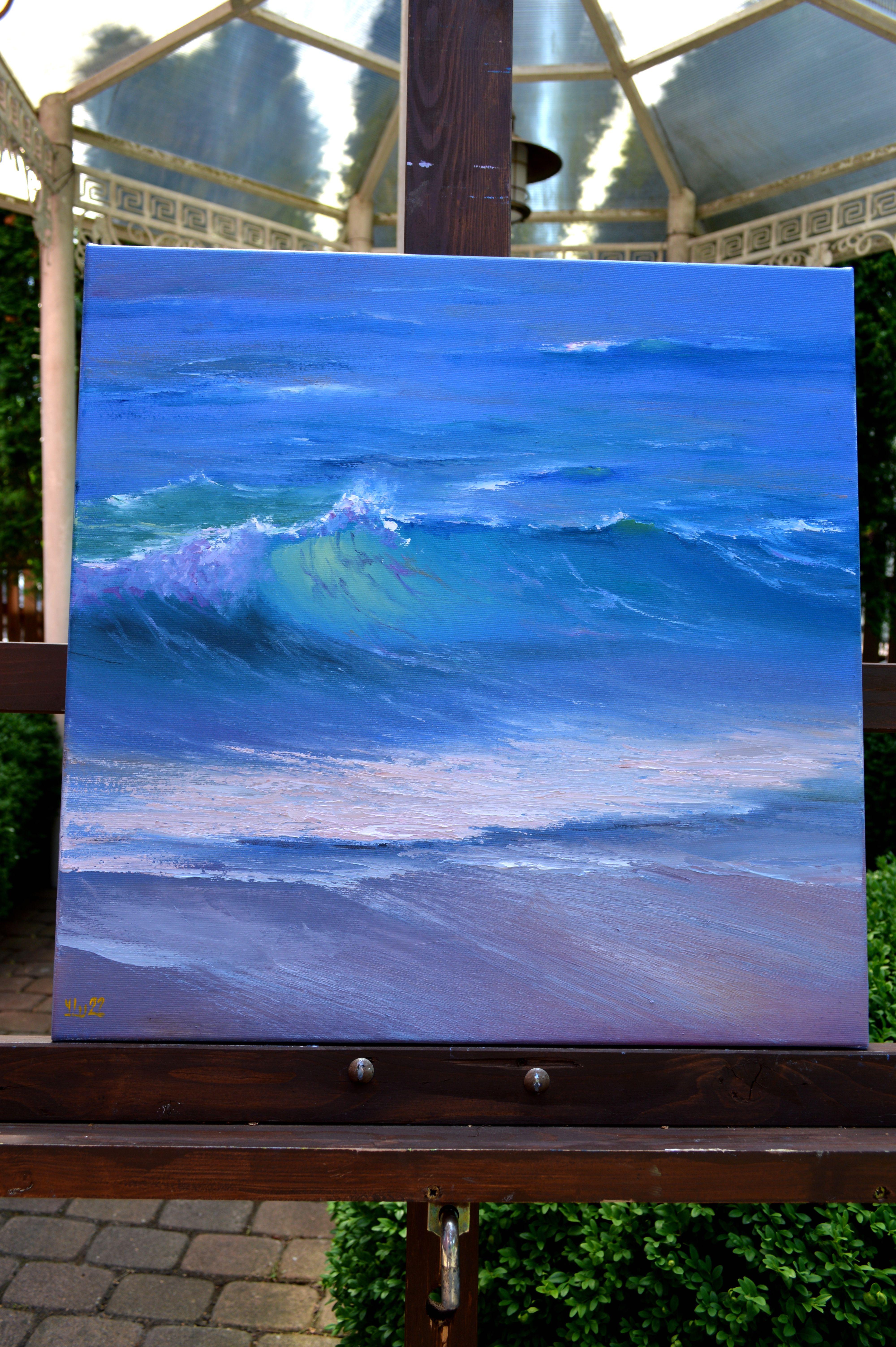Waves d'été chaudes - Expressionniste Painting par Elena Lukina