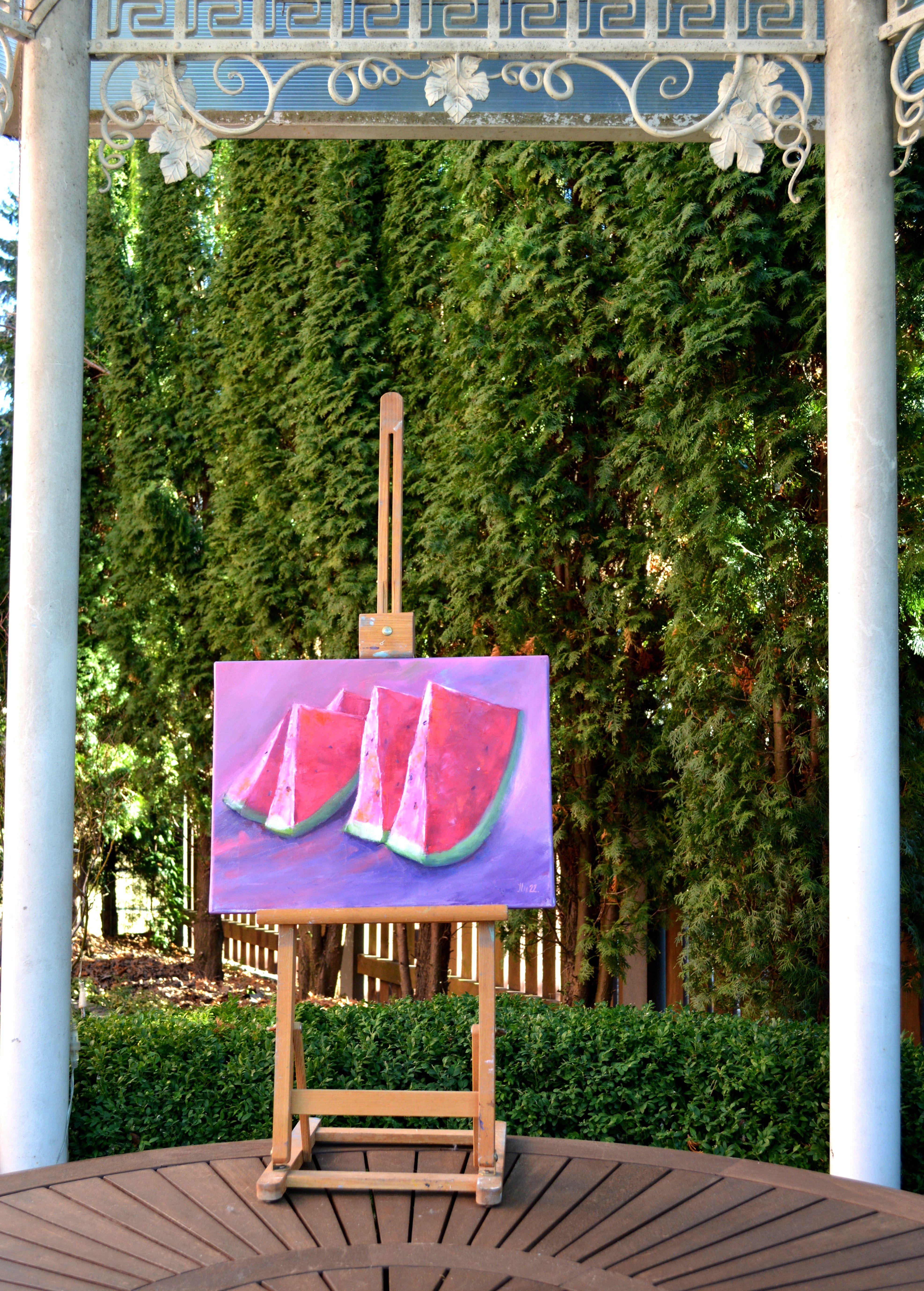 Wassermelone (Violett), Interior Painting, von Elena Lukina
