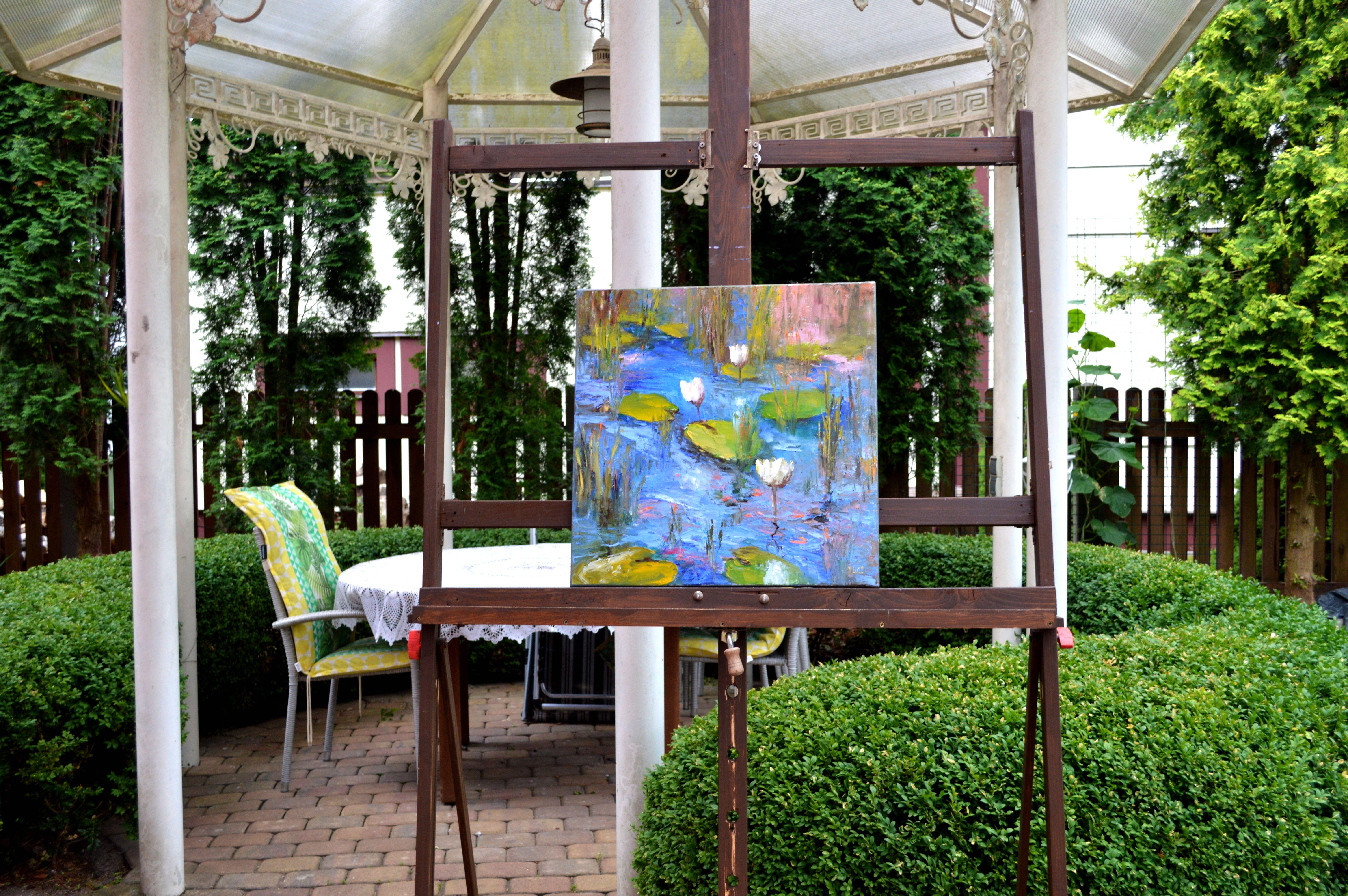 WHITE LILY POND - Painting by Elena Lukina
