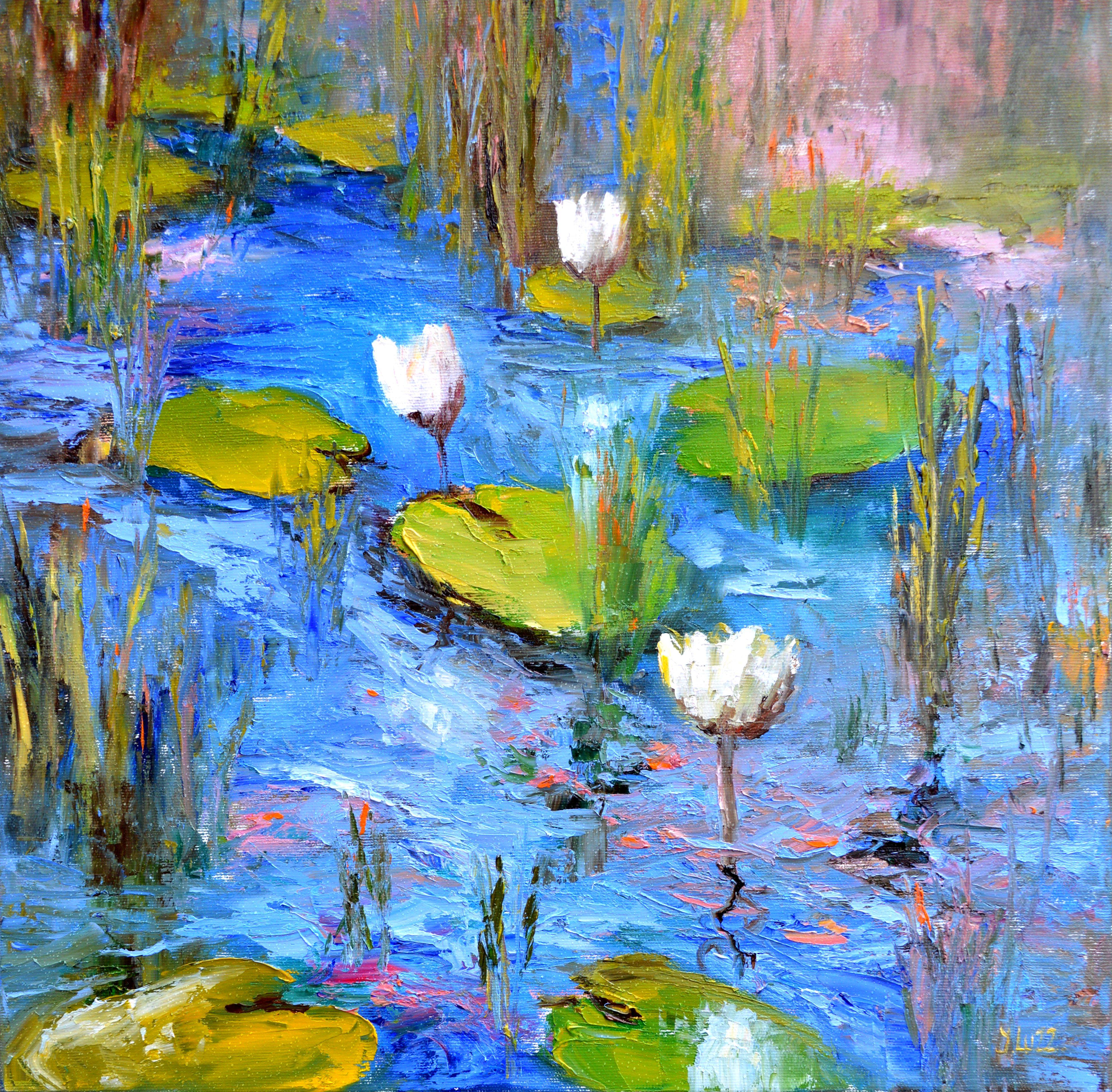 Elena Lukina Interior Painting - WHITE LILY POND