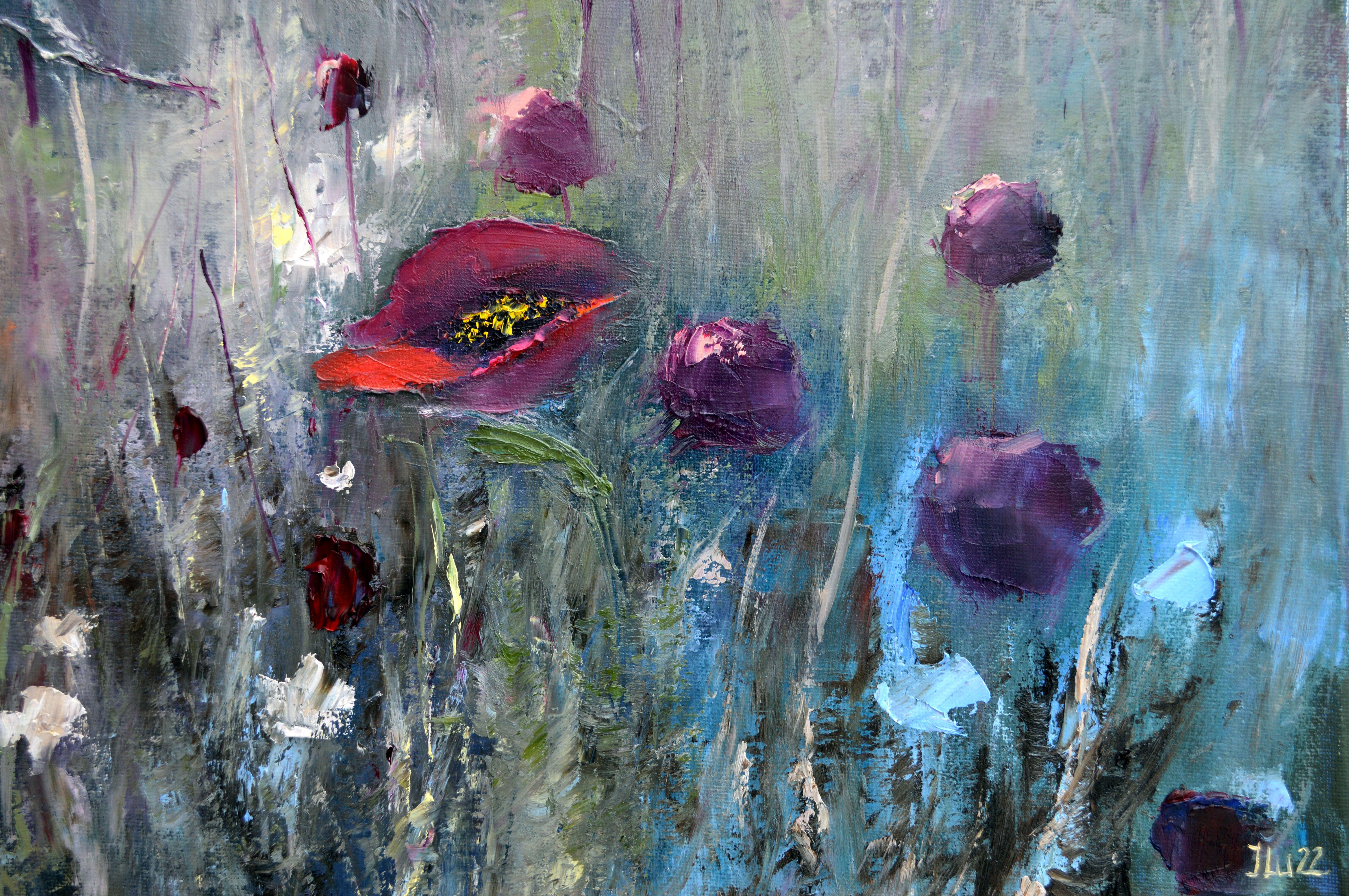 Wild field herbs 40X40 Ölgemälde im Angebot 6