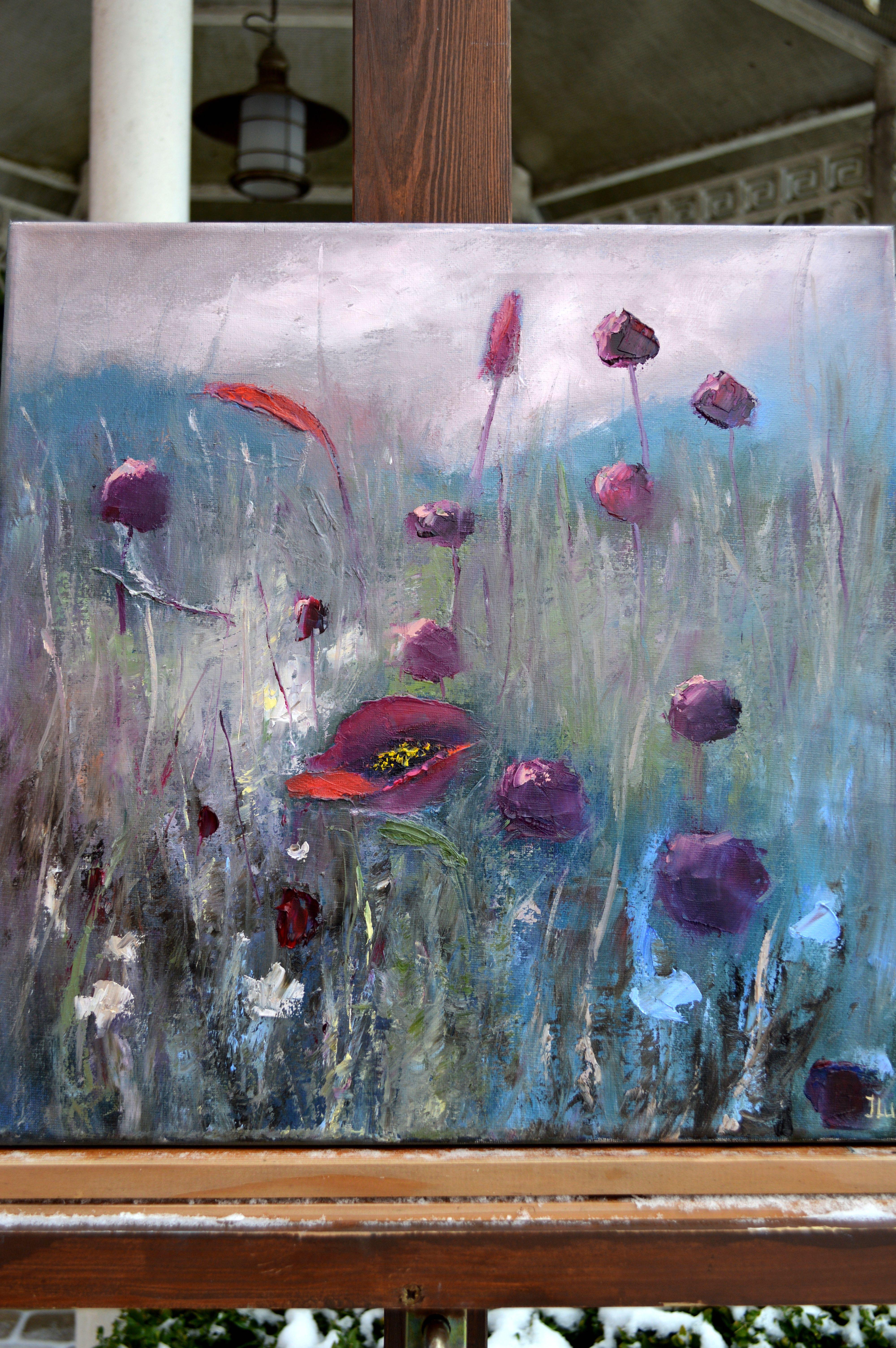 Wild field herbs 40X40 oil painting For Sale 8