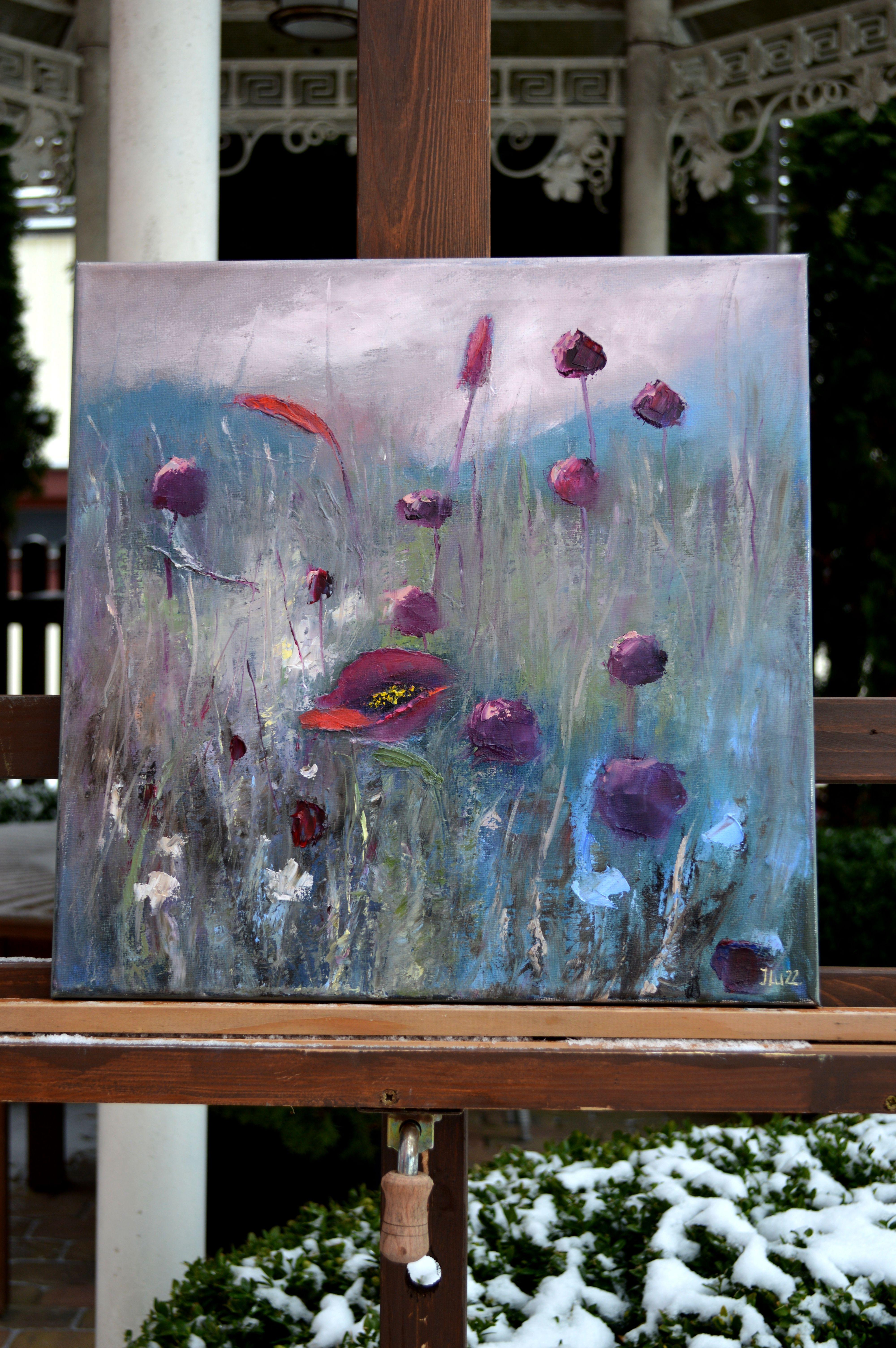 Wild field herbs 40X40 oil painting For Sale 3