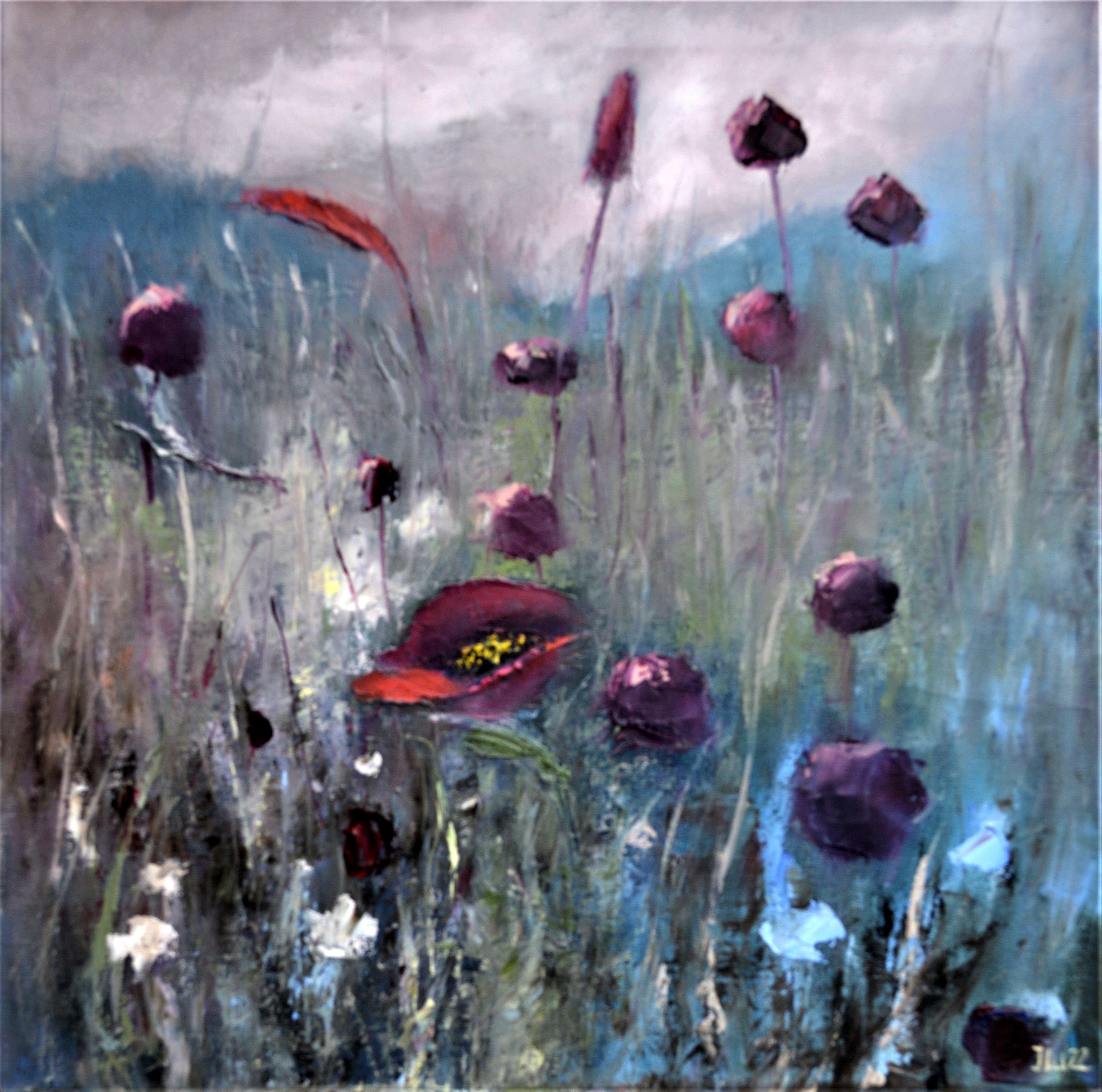 Wild field herbs 40X40 oil painting For Sale 4