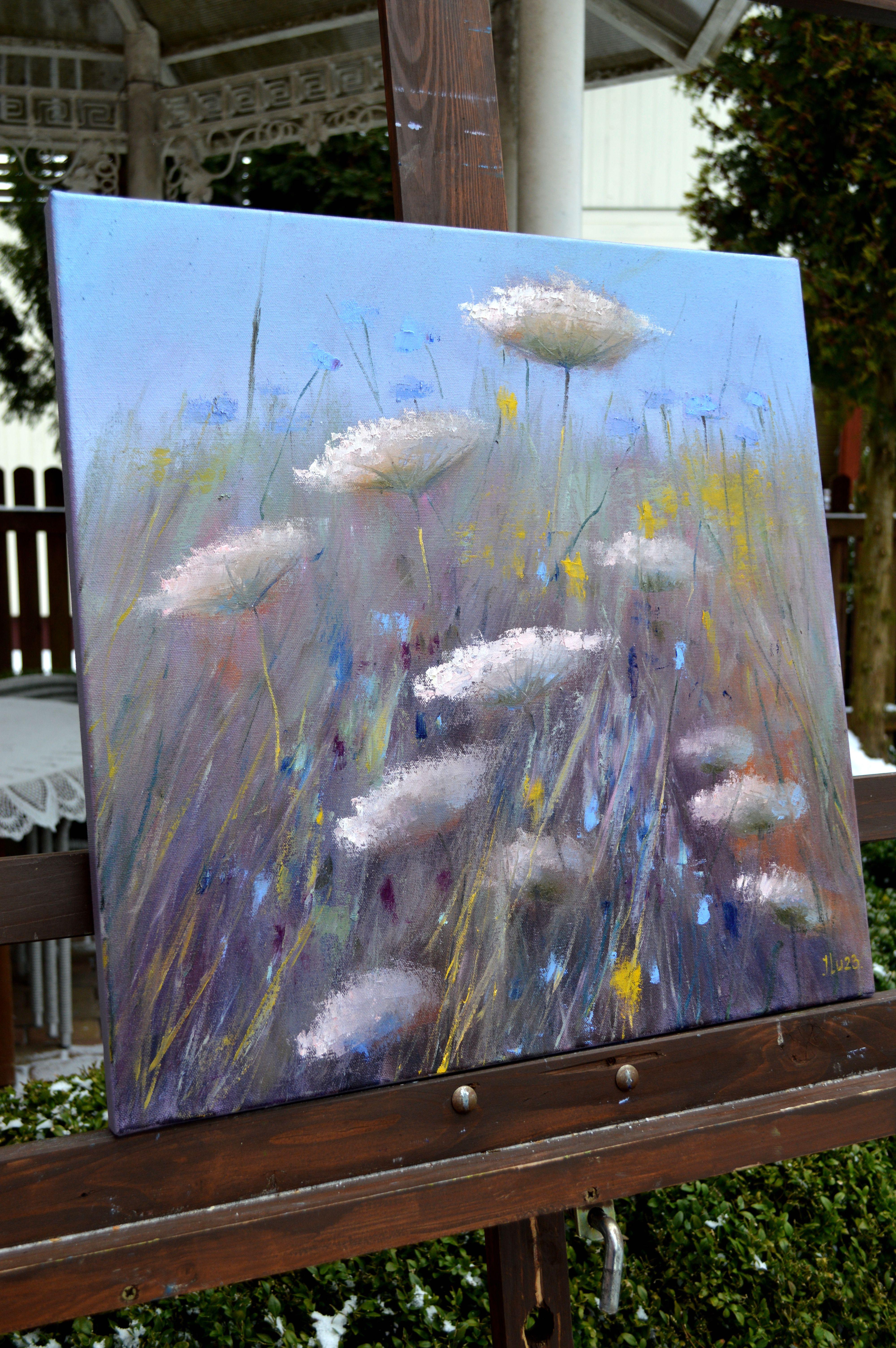 Wildblumen 50X50 Öl auf Leinwand im Angebot 7