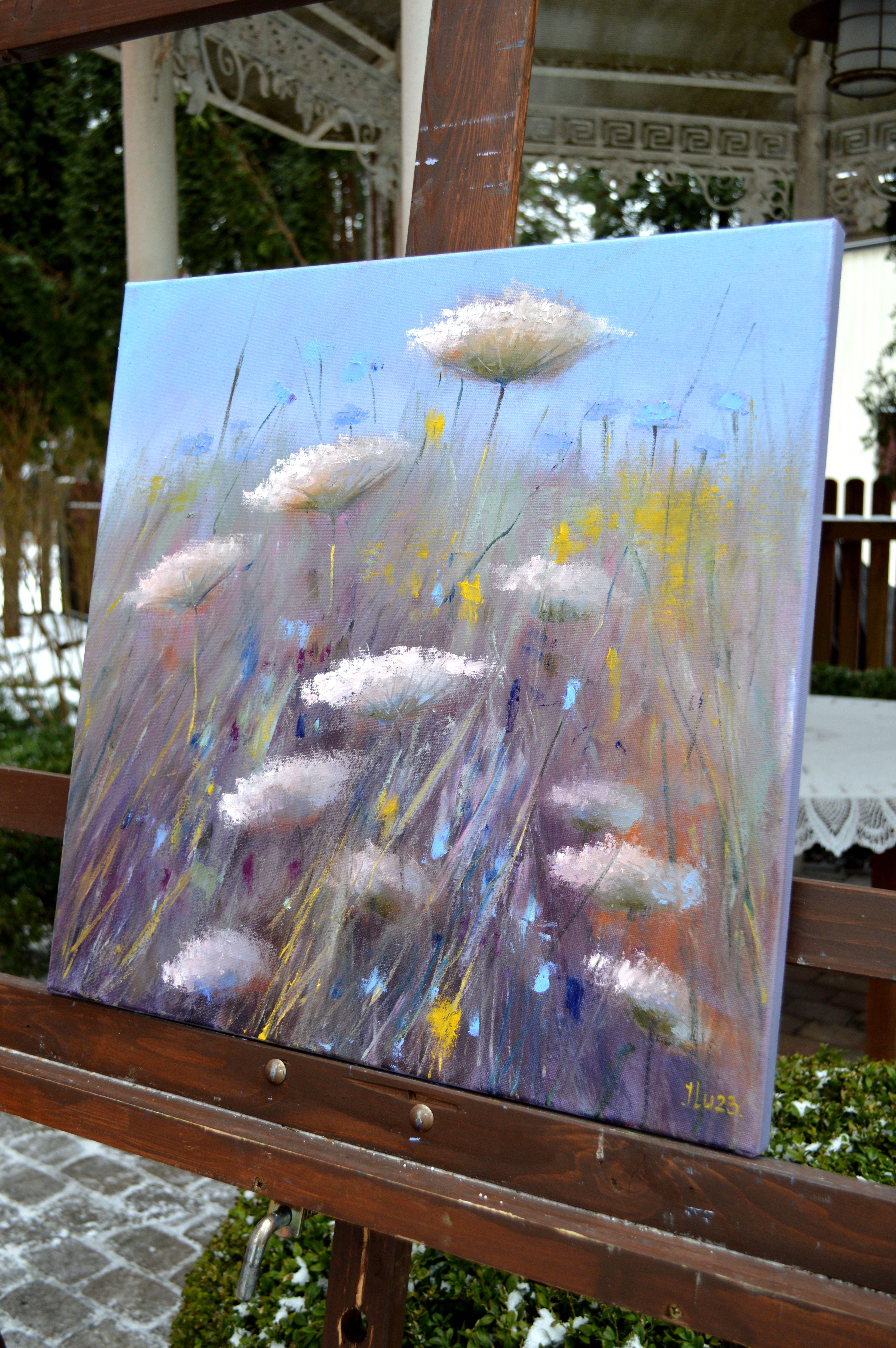 Wildblumen 50X50 Öl auf Leinwand im Angebot 8