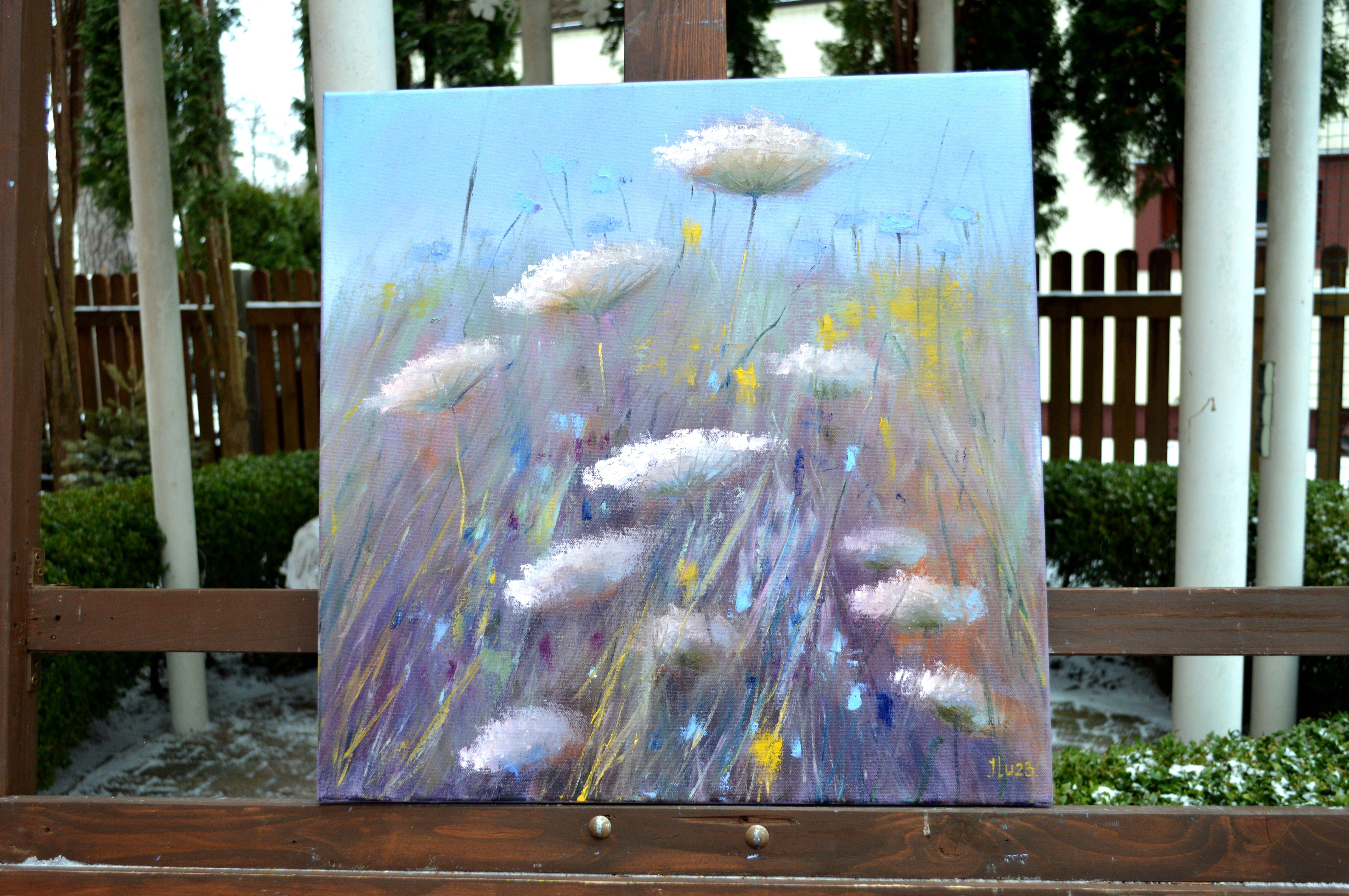 Wildblumen 50X50 Öl auf Leinwand – Painting von Elena Lukina