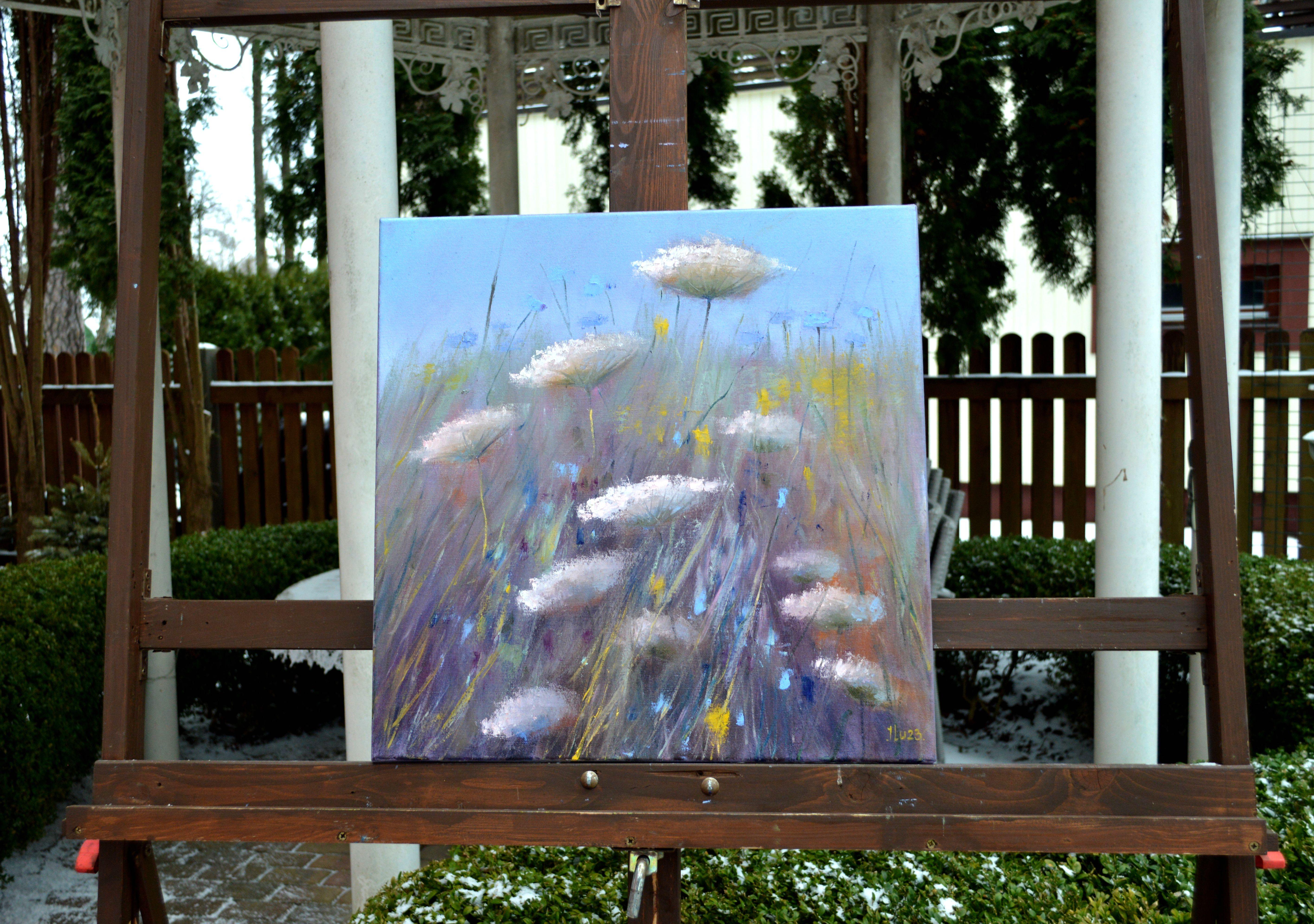 Wildblumen 50X50 Öl auf Leinwand (Expressionismus), Painting, von Elena Lukina